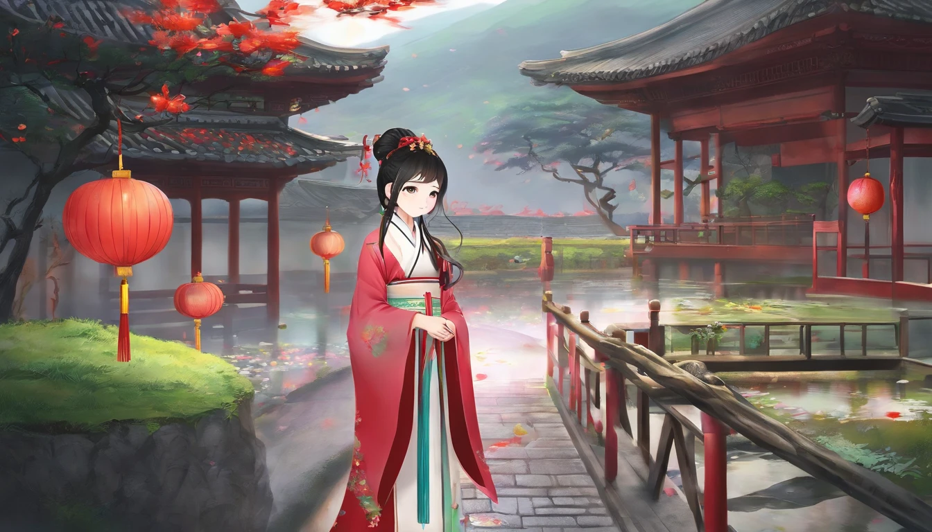 China-style,Tang dynasty baby girl,Hanfu,Cute and cute,A ball head,Take a bunch of sugar gourds,The lively streets of Chang'an,eery,Full body like,Detailed and accurate,depth of fields,8K,A high resolution,tmasterpiece,Beautiful wallpapers,high qulity,high detal,s the perfect face,offcial art,blur backgroun, --Niji 5 --Q 2