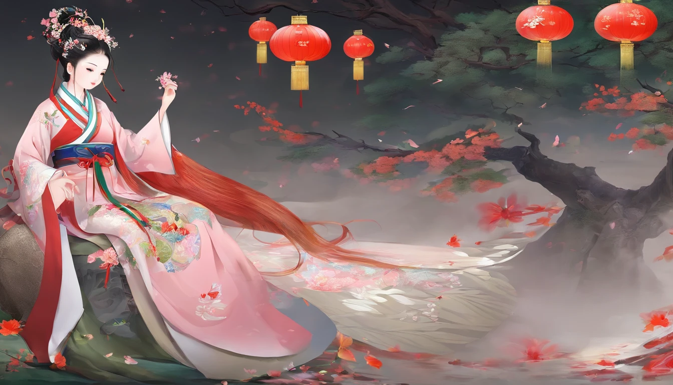 China-style，Tang dynasty baby girl，Hanfu，Cute and cute，A ball head，Take a bunch of sugar gourds，The lively streets of Chang'an，eery，Full body like，Detailed and accurate，depth of fields，8K,A high resolution,tmasterpiece,Beautiful wallpapers,high qulity,high detal,s the perfect face,offcial art,blur backgroun, --Niji 5 --Q 2
