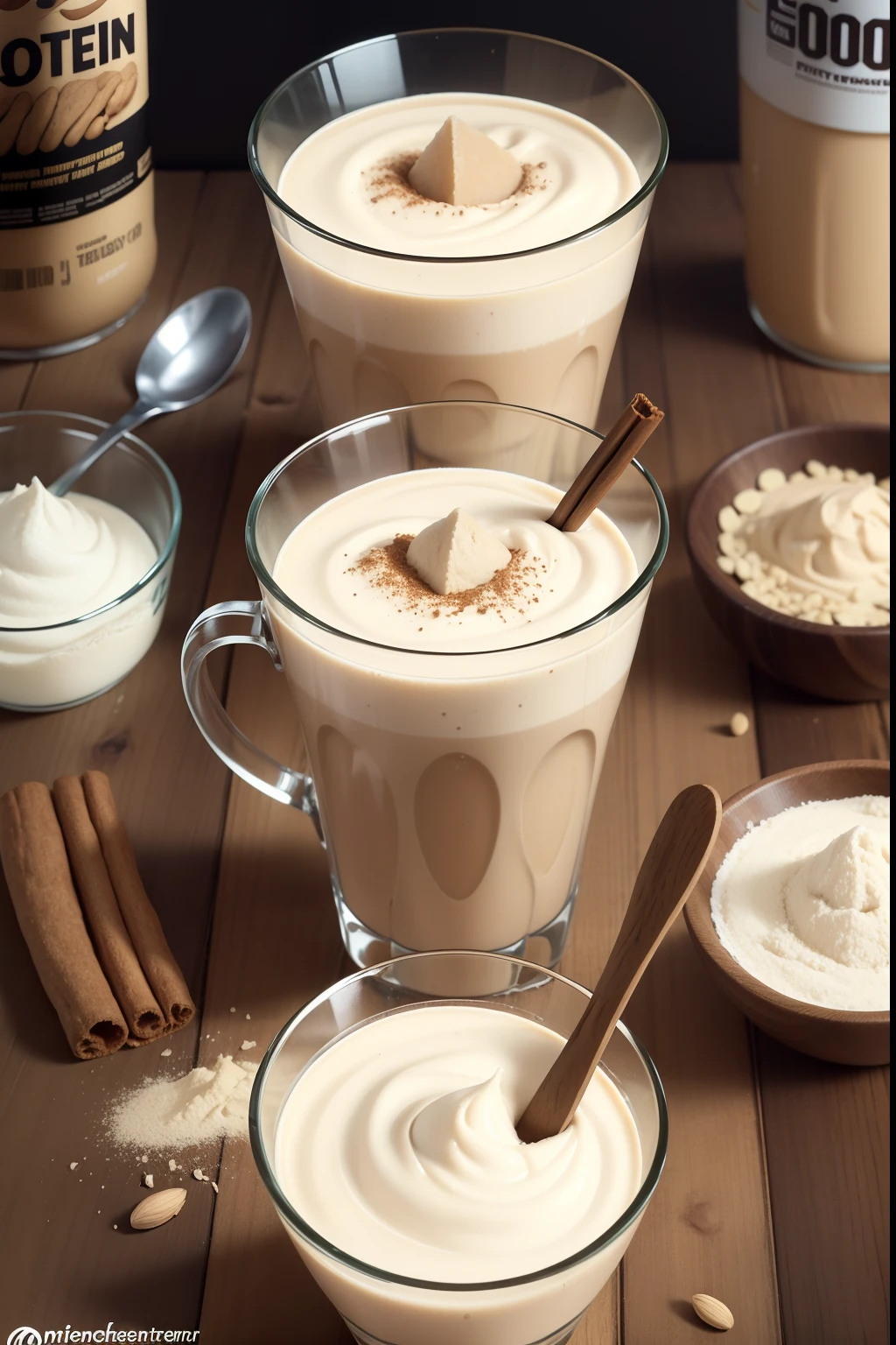 Protein-Packed Peanut Butter Smoothie: 2 tablespoons natural peanut butter 1/2 banana 1 scoop of your favorite protein powder (whey, plant-based, or collagen) 1 cup unsweetened almond milk A dash of cinnamon Ice cubes (optional) Blend all the ingredients until smooth. The protein and healthy fats in this smoothie will help keep you full and satisfied. make it realistic looking
