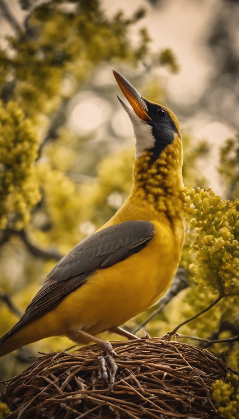 bird nesting in mustard tree
