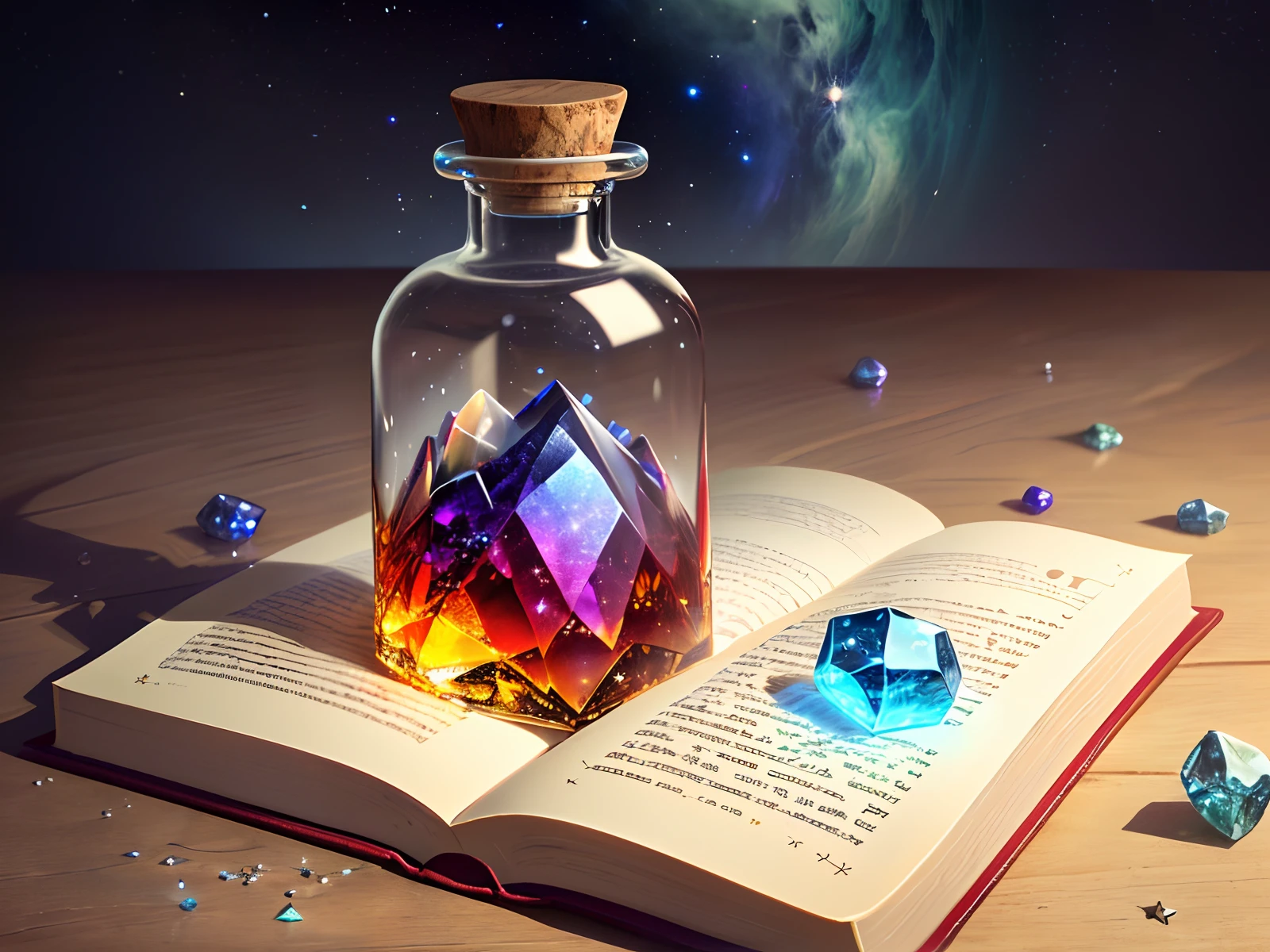 Put the stars in a glass bottle with some crystals and a book scattered next to it