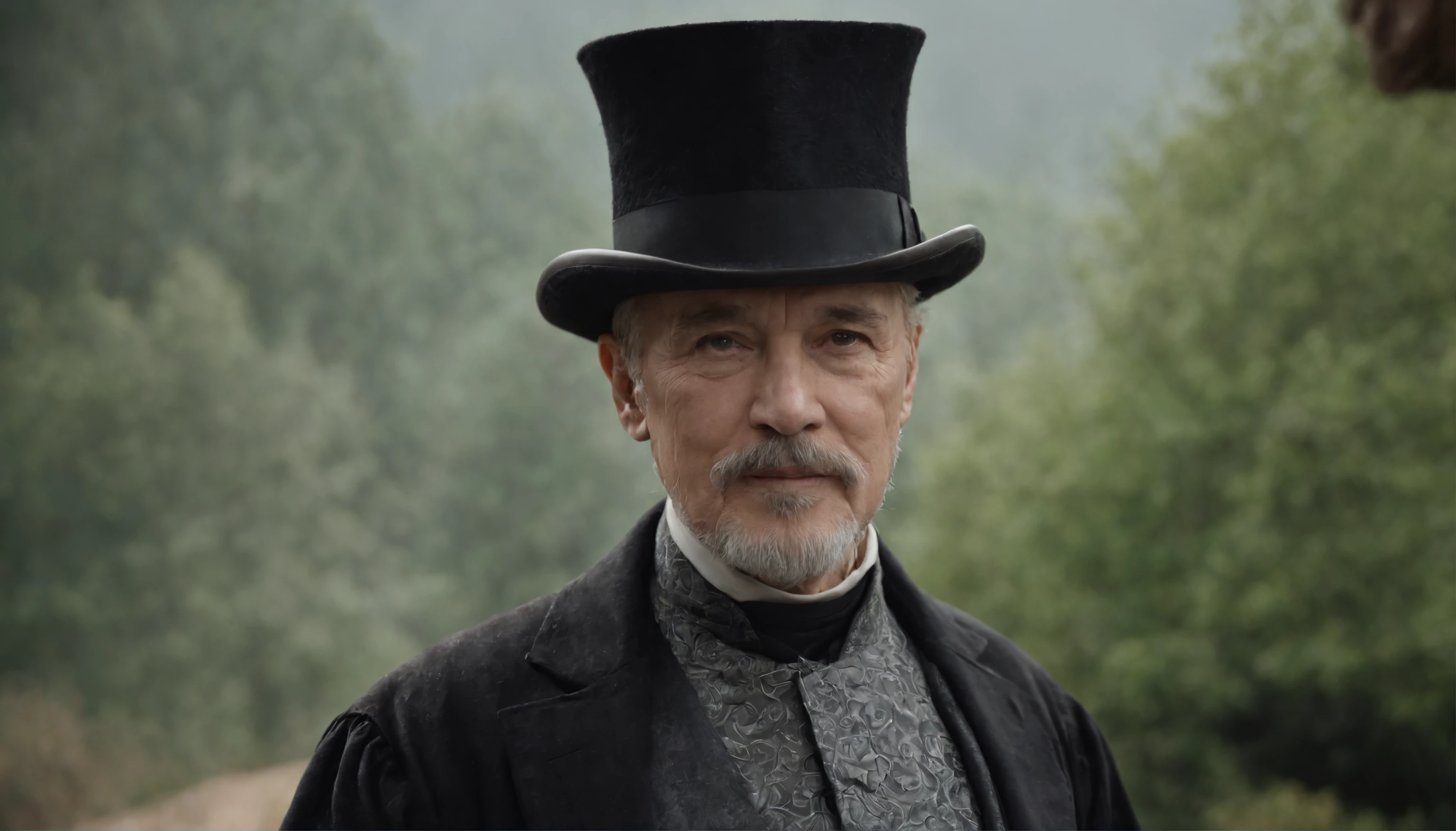 Old gentleman with a goatee,sit on chair,Eyes look at boots,Black high-gloss rain boots, 8K分辨率,Wallpaper masterpiece,Best quality,digitial painting,Highly meticulous,Ultra high quality