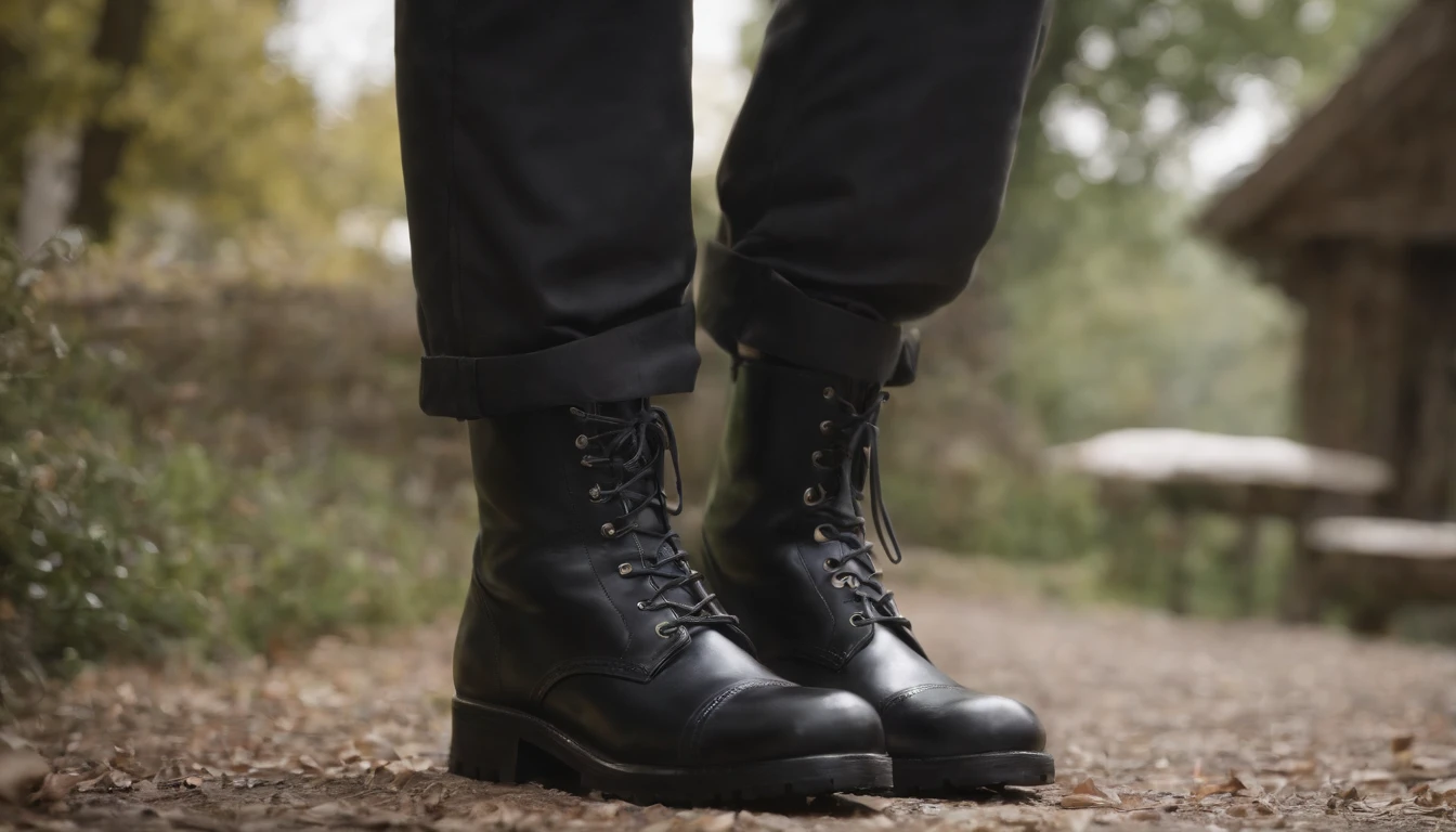 Close up of green socks and black boots emo album cover