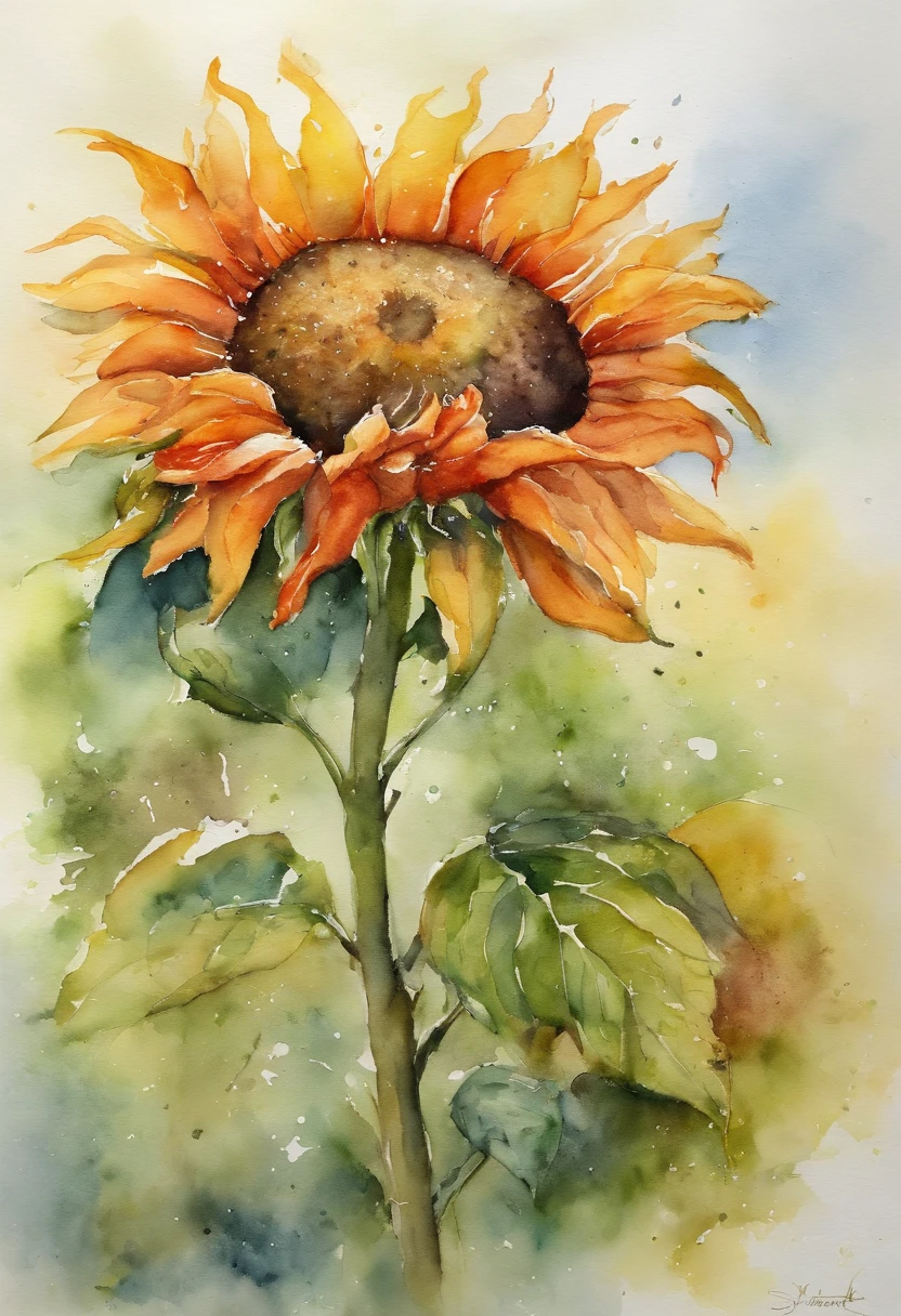 Sonnenblumenfelder、Back view of a beautiful、Strahlen der Sonne