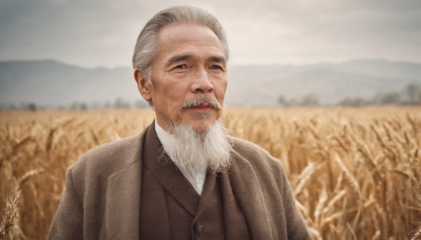 Old gentleman with a goatee, 8K分辨率,Wallpaper masterpiece,Best quality,digitial painting,Highly meticulous,Ultra high quality