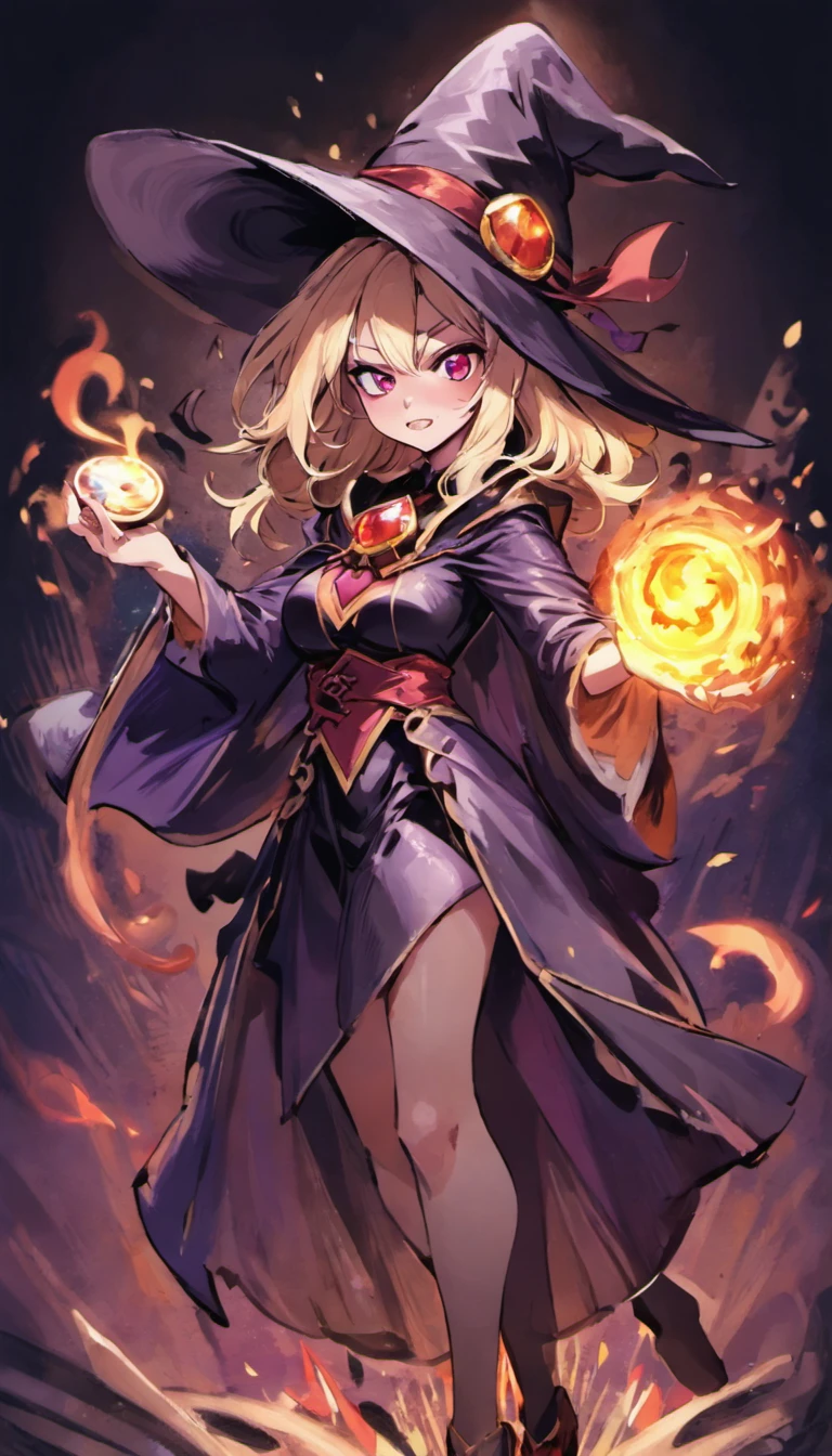 Anime girl in a witch costume with a book and a hat, magia de elenco de bruxa de anime de paquera, feiticeira bonita, uma bela feiticeira, Marisa Kirisame, academia bruxa, poderosa feiticeira rechonchuda, /!\ A Feiticeira, Pose de spellcasting, mago feminino!, supervillain sorceress witch, feiticeira,mama grande,seios enormes