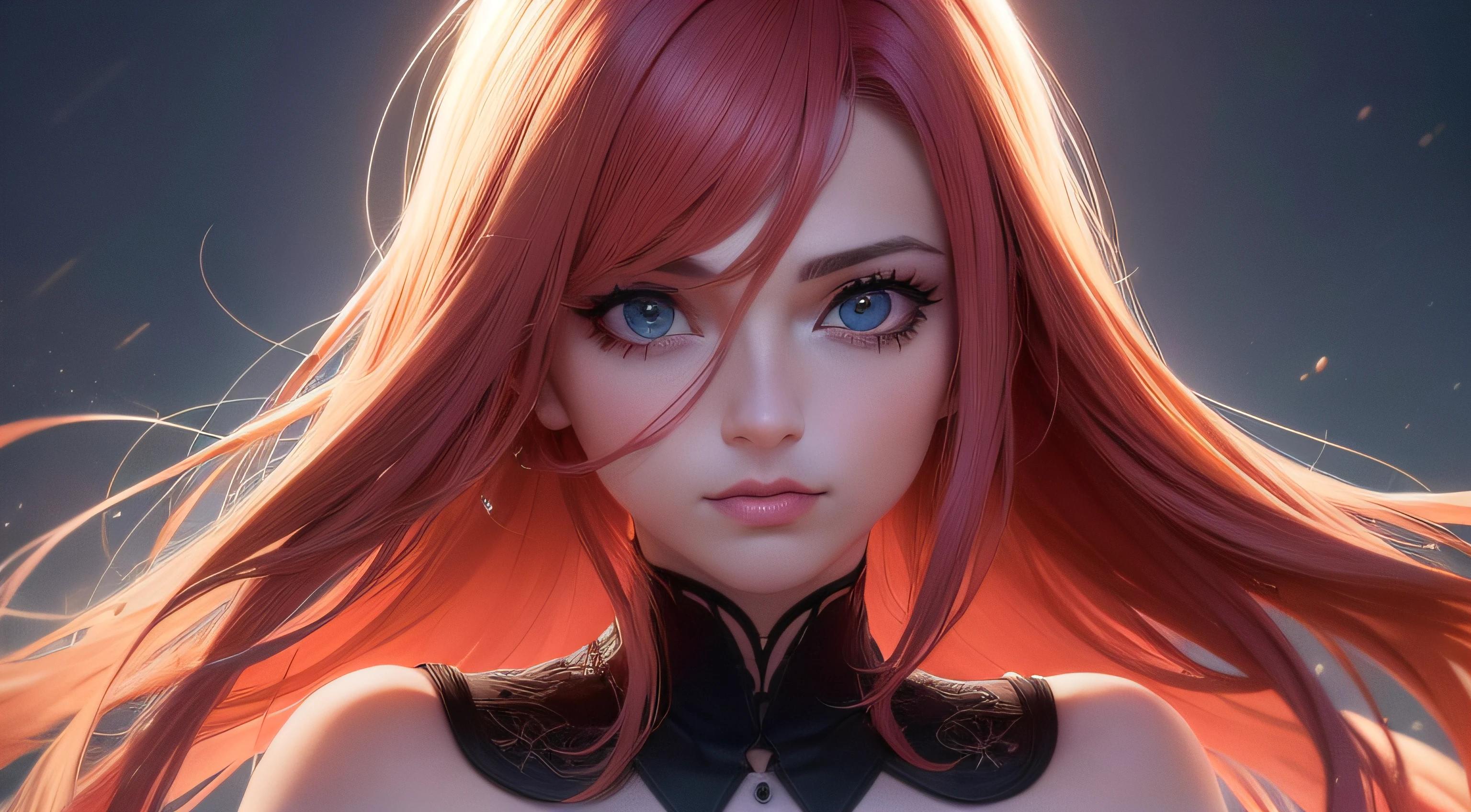 (obra prima) mulher linda de cabelos brancos e olhos vermelhos, badass, noite, best ilumination