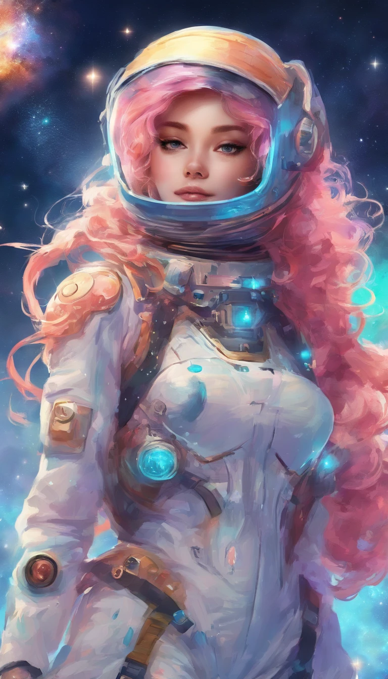 Masterpiece, Best quality, spring outfit, Colorful hair, En plein air,Cloud ,Upper body,