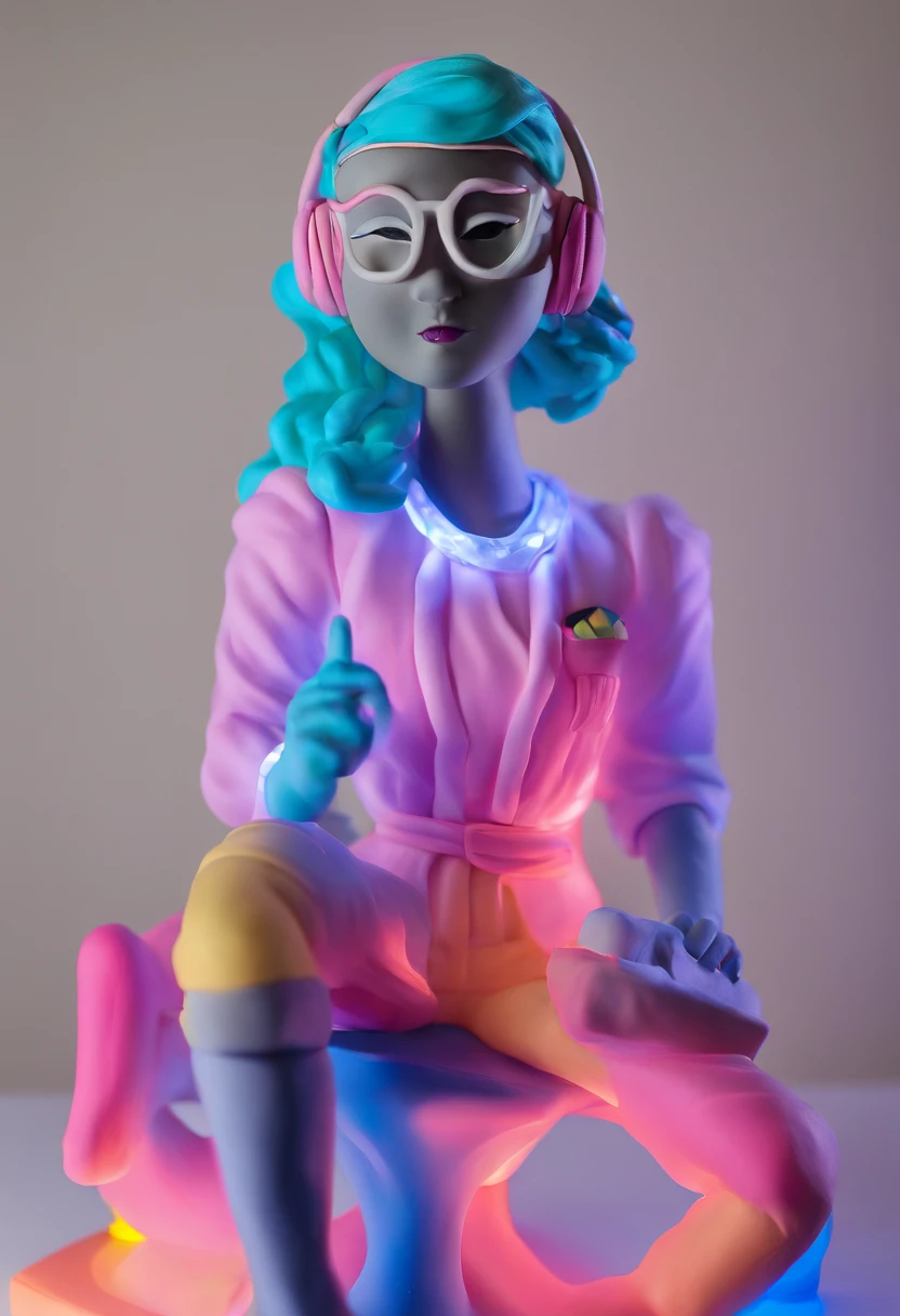plastacine female dj at a rave rave lights