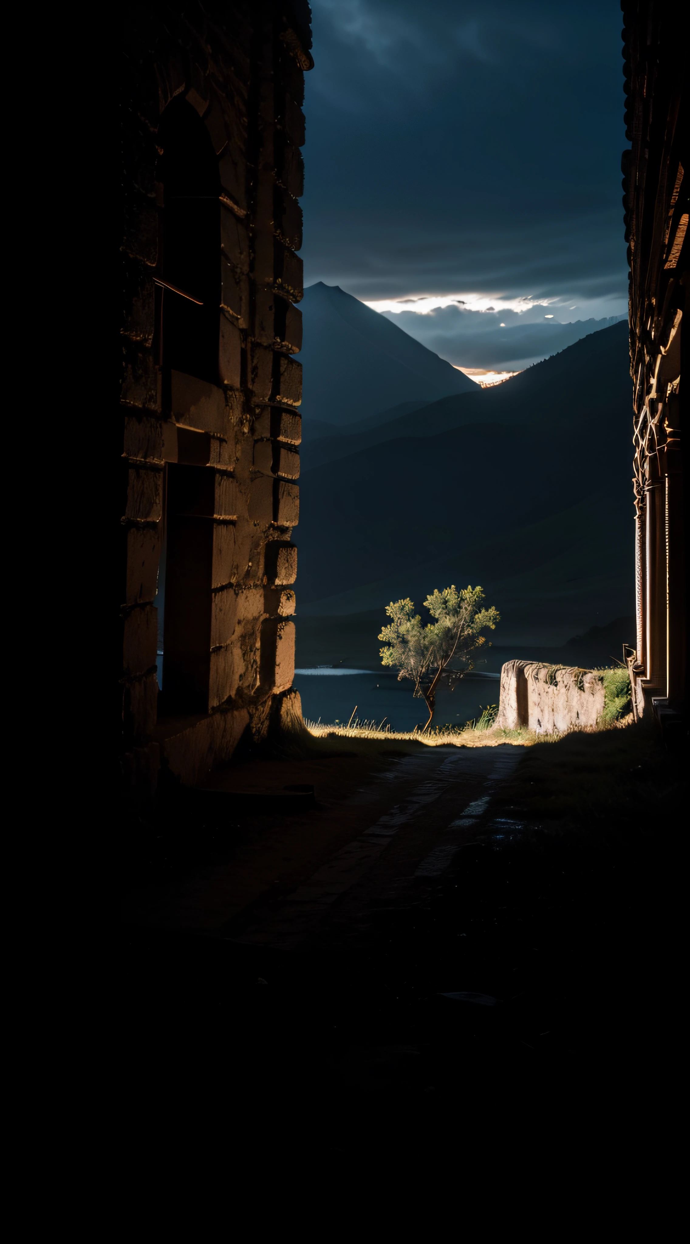(extremadamente detallado, obra maestra, La mejor calidad, foto antigua, principios de siglo, epic scenery) soldado estilo ciberpunk, armadura robotica, mask, cables, tornillos, luces rojas, paisaje de ruinas. plano cercano. manchas. Caravaggio-style lighting. tenebrismo-
