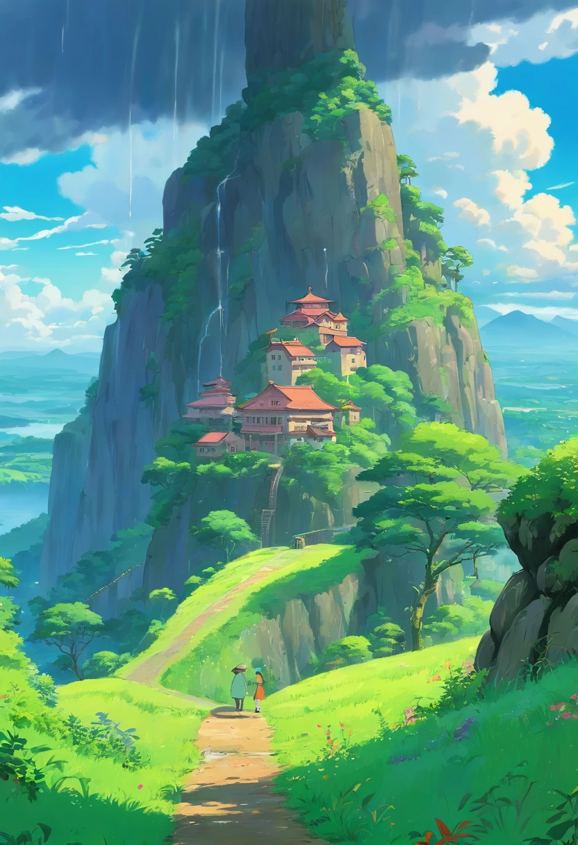 paisagem esuberante, com chuva