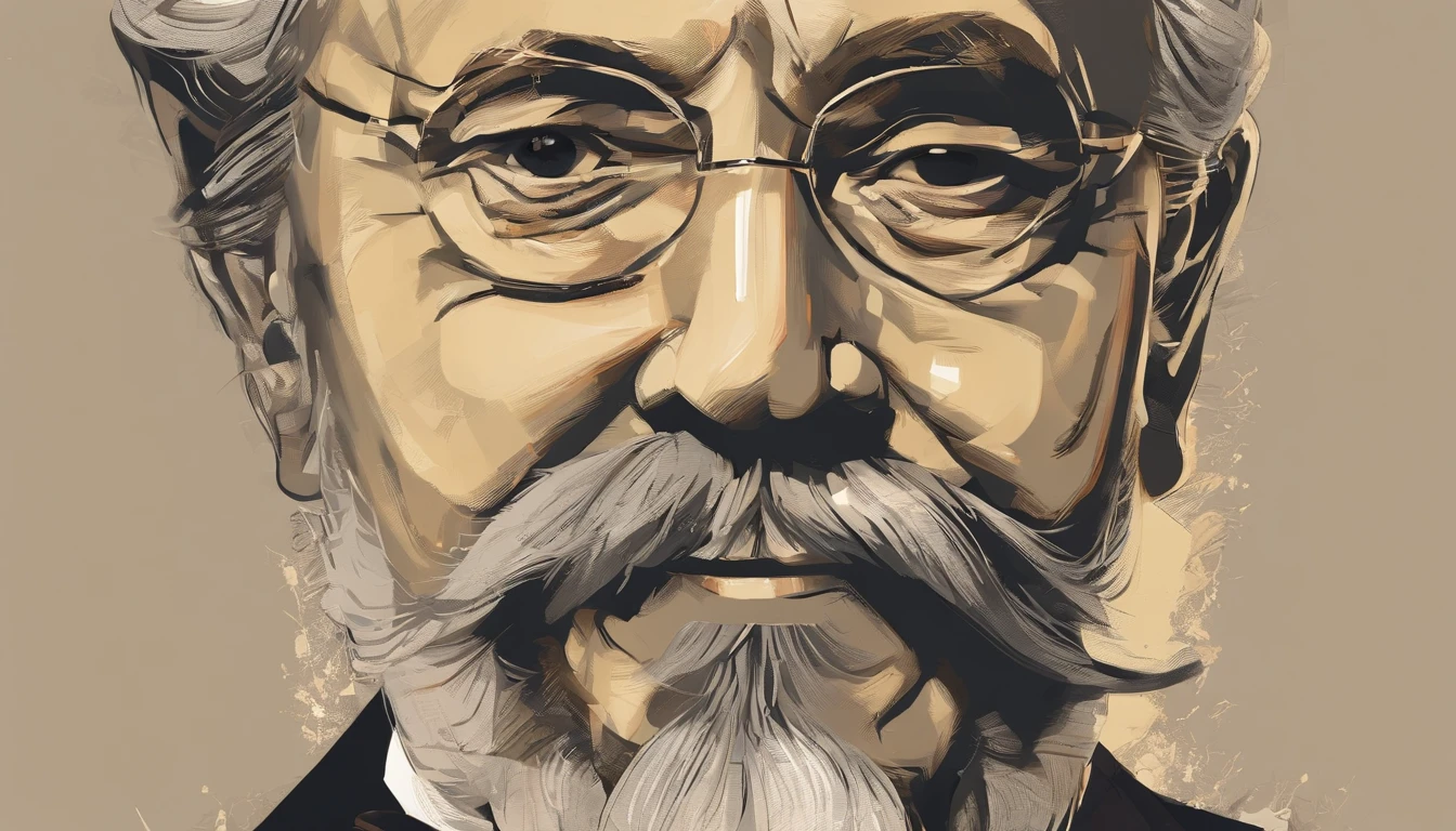Old gentleman with a goatee, 8K分辨率,Wallpaper masterpiece，Best quality，digitial painting，Highly meticulous，Ultra high quality