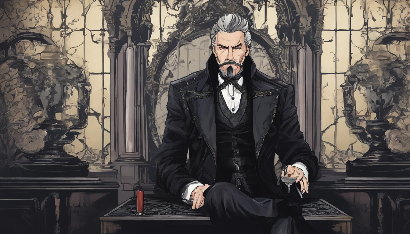 Old gentleman with a goatee, 8K分辨率,Wallpaper masterpiece,Best quality,digitial painting,Highly meticulous,Ultra high quality