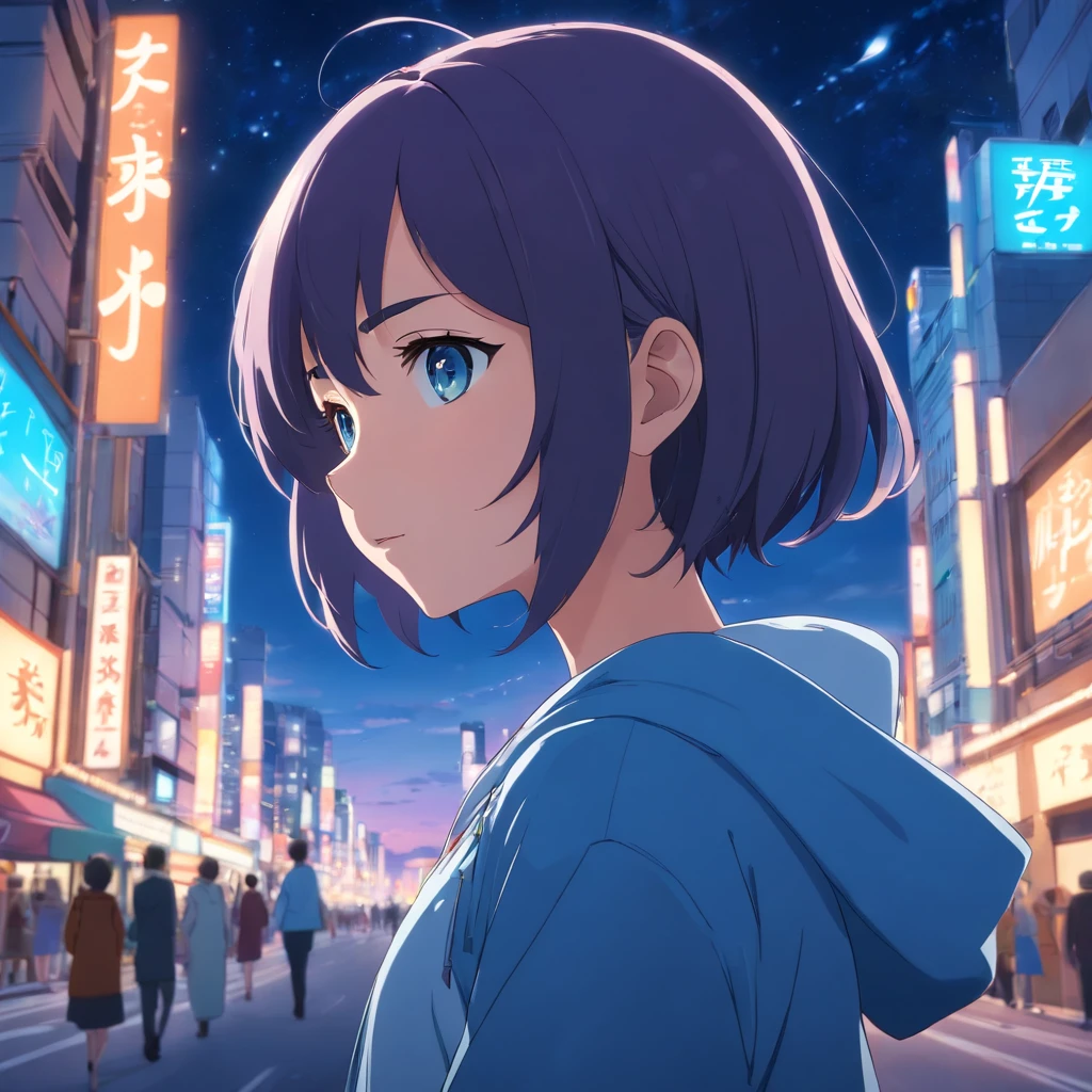 anime blue girl night profile picture