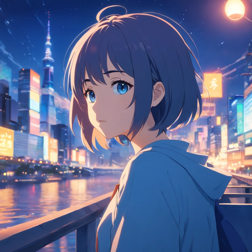 anime blue girl night profile picture