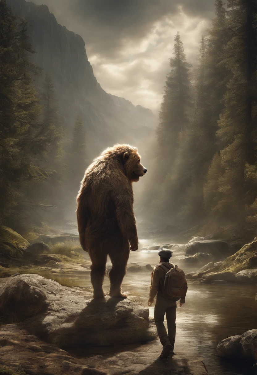 The mysterious beast and the traveler watching it