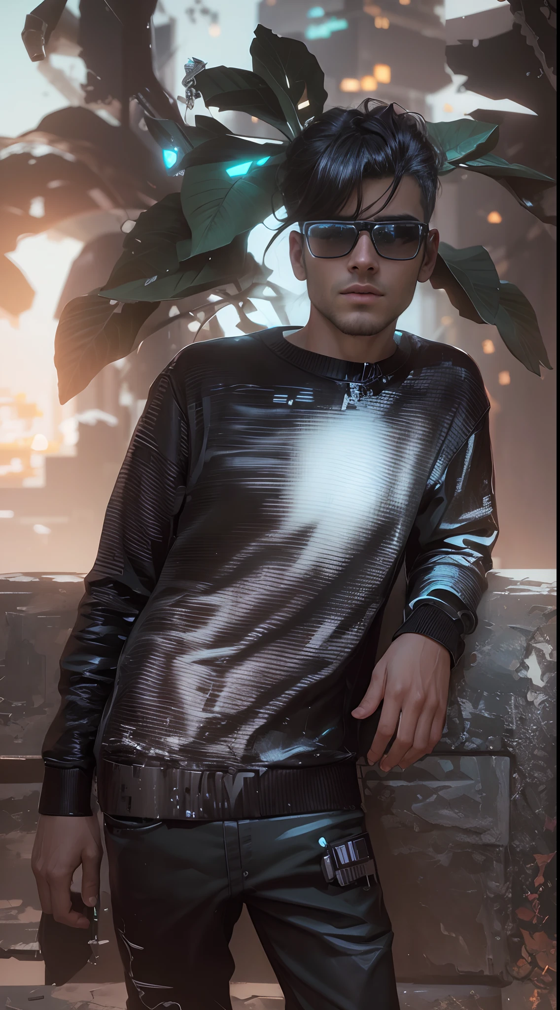 Change background cyberpunk long hair handsomeboy, realistic face,8k,realistic