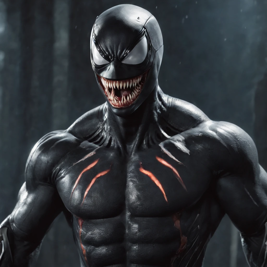 venomize,symbiote,Human perspective,Humanoid robots,Male，Black body,Dripping,Sweat,Wet,Open mouth,Blood basin mouthful，Sharp teeth,Long tongue,There is mucus on the tongue，Muscular male,large pecs，Abs are prone to negative skin,Black and blue body，Sweat，Mucus attaches to the body，Greasy and shiny body，Majestic body，Giant body，perfect bodies，Shark line diagram，Whole body diagram，Wide feet，Inverted trapezoid，Stout arms，Stout body，The body arches slightly forward，The whole body is covered with black mucus，venom symbiote，The symbiote is a part of you,The erection， Everywhere，The ，Sticky skin，Sticky skin，MuCoi，possess，The human body，Human POV