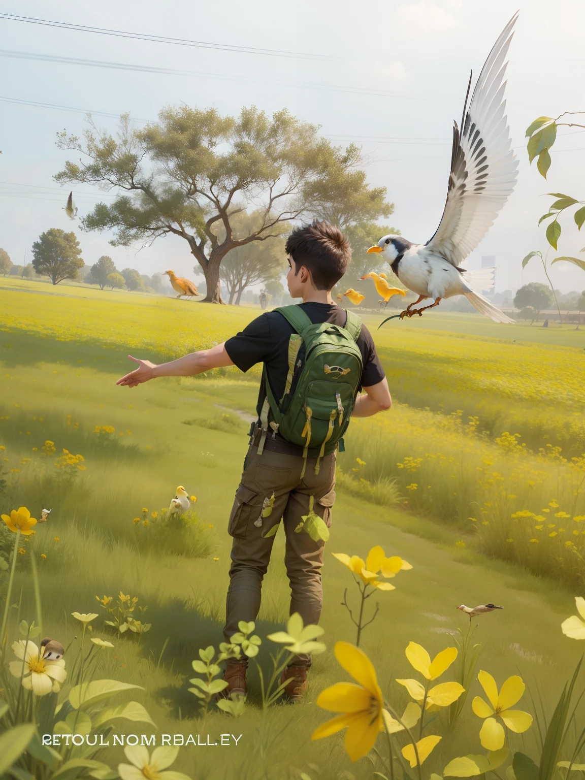 Real boy adventure full realistic animals and birds