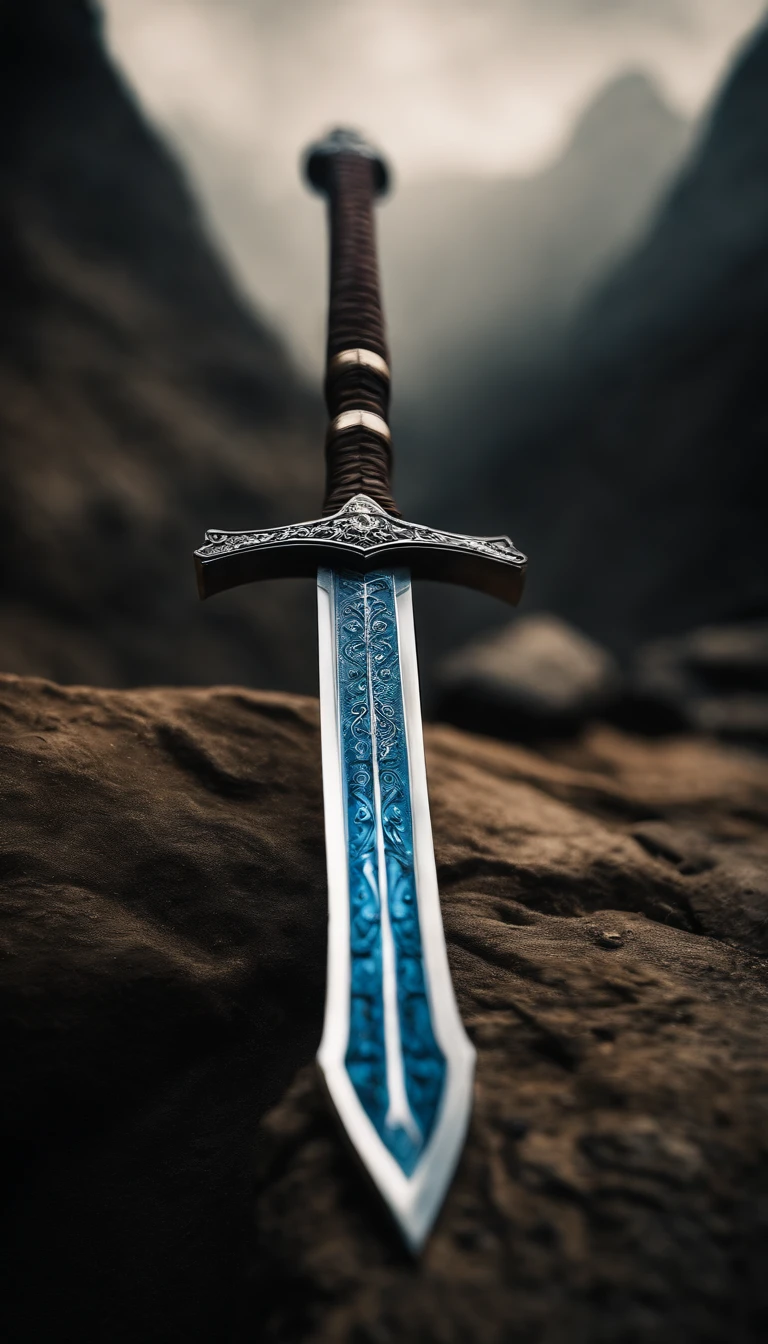 a big withe legendary sword with blue details