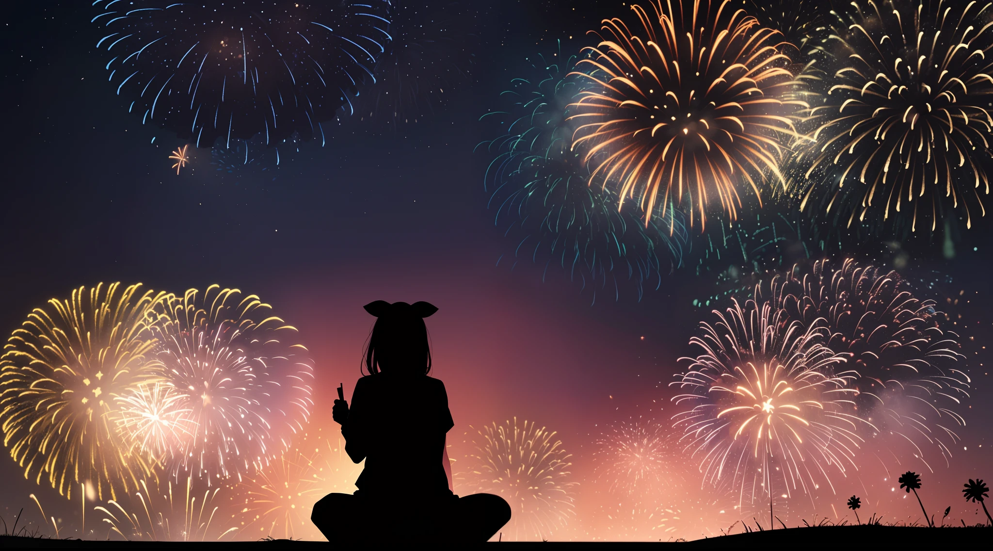 round_window,full moon,cave,(fireworks,fireworks full sky:1.45),(abstract:1.2)girl made up of(firework light tracing:1.25),turning into a (Radioluminescence light tracing) style girl,