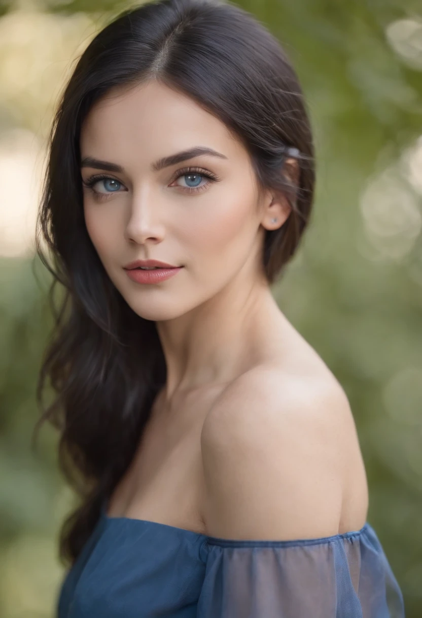 best quality frontal photography, exuberant beautiful northeastern woman beautiful nor destined black hair, blue eyes, Profile, upper part of the body