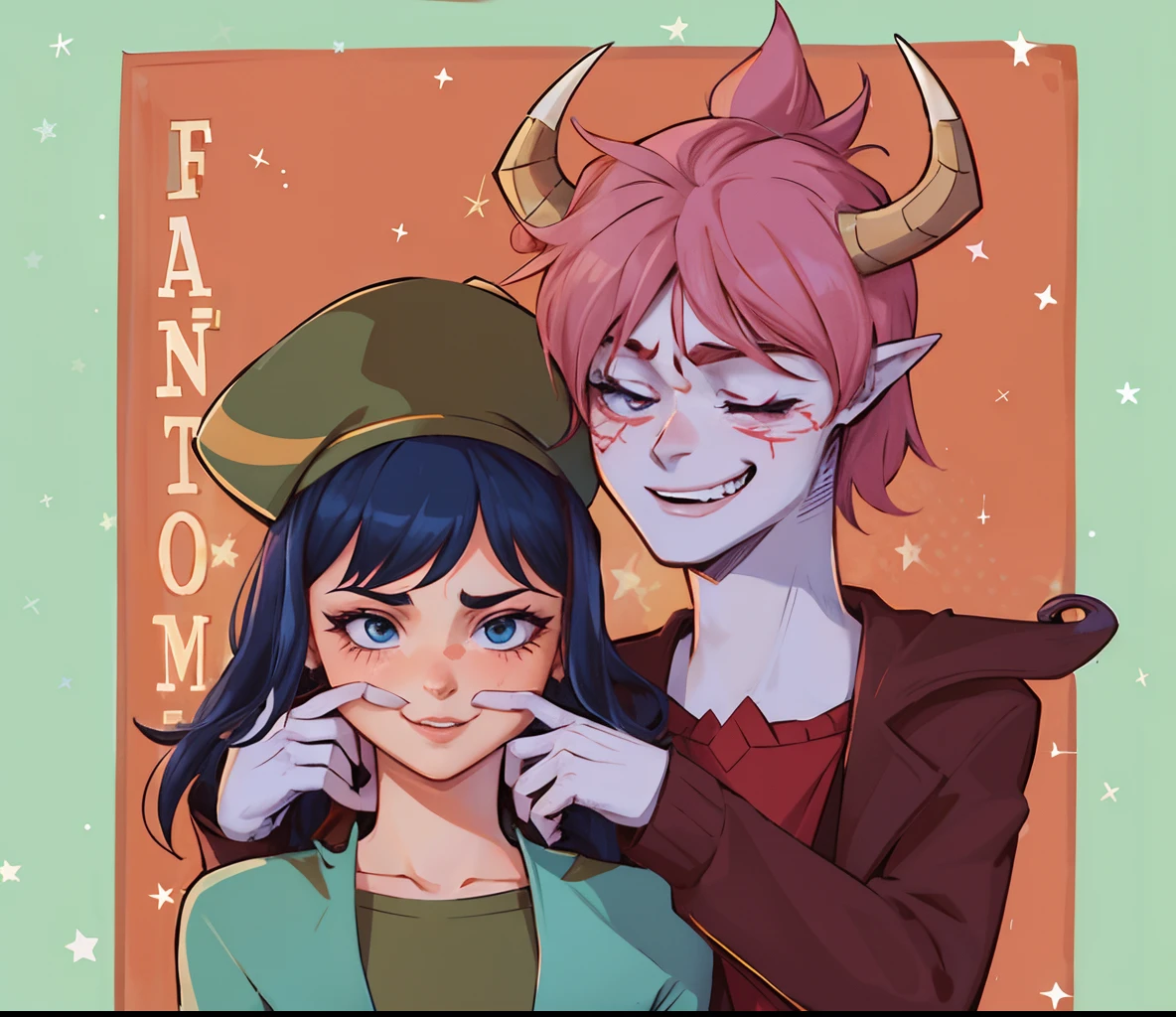 Girl Janna Ordonia kissing a demon boy Tom Lucitor From Star vs. the Forces of Evil