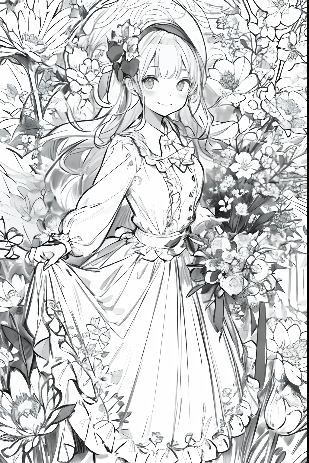 flowers,leaves,plants,line art,(best quality,highres),(realistic:1.37),vibrant colors,sketch,soft shading,subtle details,detailed petals,delicate stems,botanical illustration,ink drawing,a touch of whimsy,peaceful atmosphere,harmony of nature,close-up view,gentle breeze,morning dew,vibrant and lush foliage,sunlit garden,butterflies dancing,ethereal beauty,playful composition,balance of light and shadow,organic shapes,flowing lines,contrast of dark and light,artistic interpretation,loose and expressive strokes,depth and dimension,pastel color palette,translucent petals,graceful movement,serene and calming,colorful blooms,endless variety of textures and patterns,microcosm of life,blending of colors,visual poetry.
