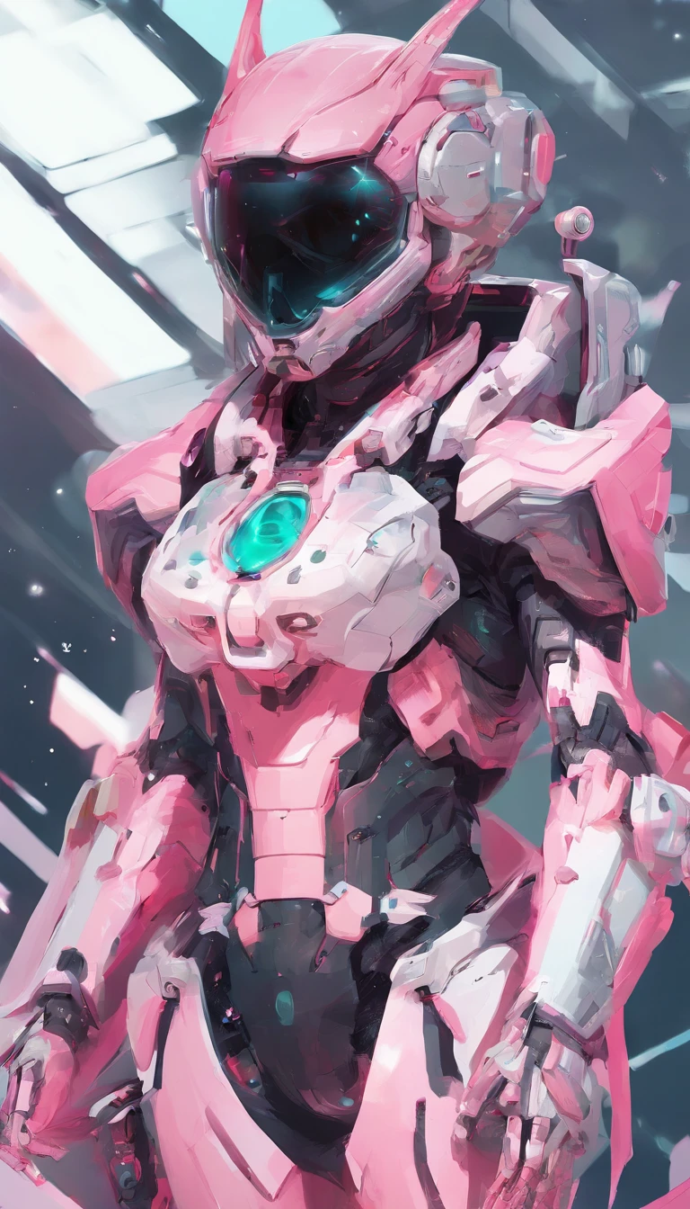 Pink and white hair and pink and white helmet in Arafs, Detailed digital anime art, Best anime 4k konachan wallpaper, anime mecha aesthetic, 4k highly detailed digital art, robot mecha female dragon head, wlop and krenz cushart, highly detailed anime, mecha asthetic, advanced digital anime art