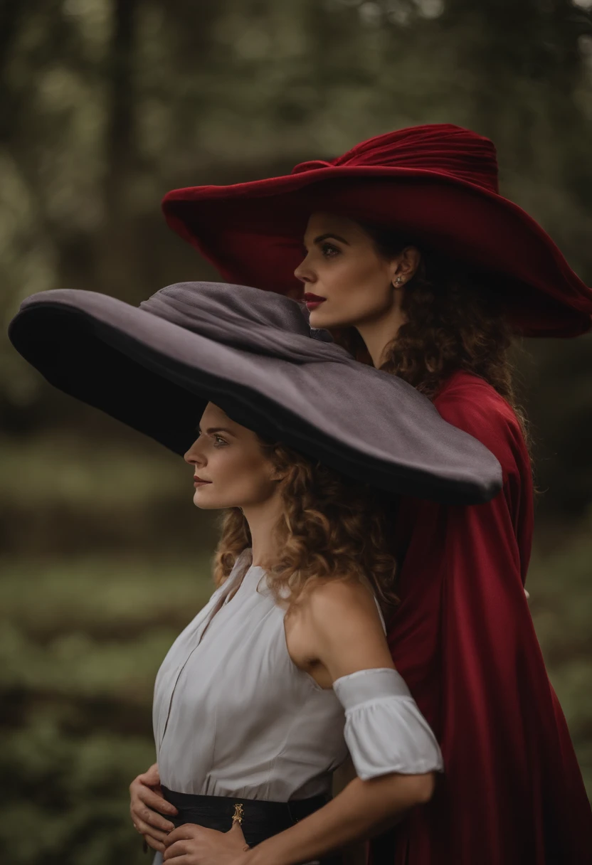 several women in wearing the selector hat from the Harry Potter movie, e com traje da grifinoria, dia das bruxas, Atmosfera de Halloween, halloween celebration, tema dia das bruxas, witch foam hats, harry potter selector hat