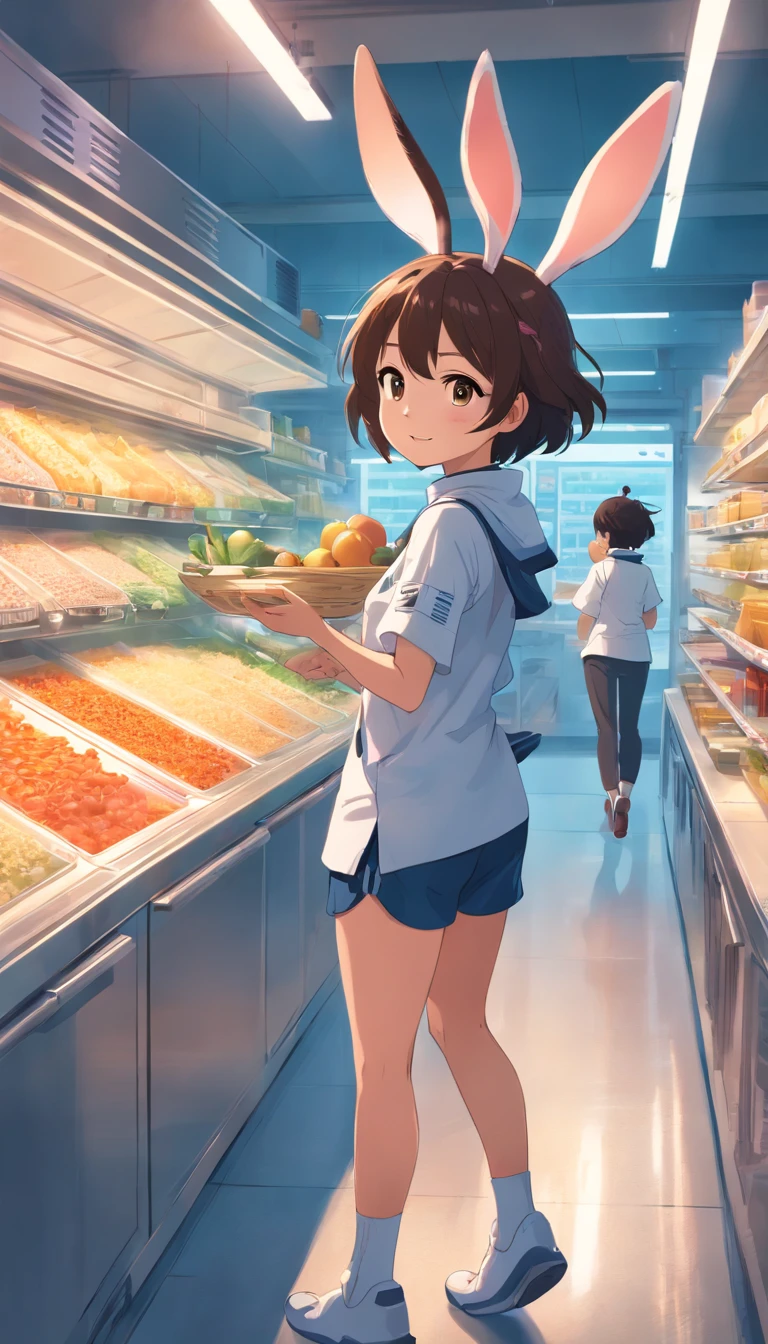 Space rabbits with their lively and cute image,Cook rice in the kitchen、Supermarket shopping and gym workouts,Brings laughter and inspiration to humanity。