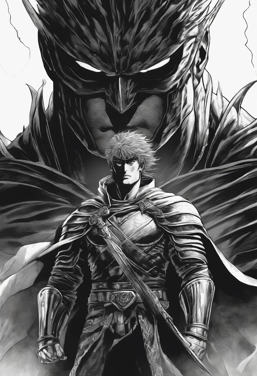 um desenho preto e branco de um homem em um quarto escuro com um buraco negro gigante, em Berserk Manga, de Furioso, Furious manga, Estilo de arte Berserk, Furioso, Estilo Berserk, Tripas de Berserk, Retrato de Guts de Berserk, Marcos Riddick, sangue de Furioso, em alma escura, Tripas de Berserk, Tripas Berserk