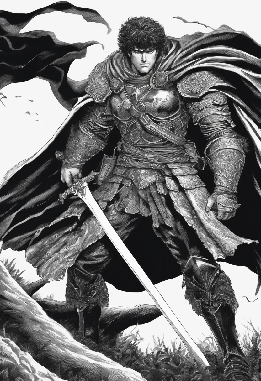 um desenho preto e branco de um homem em um quarto escuro com um buraco negro gigante, em Berserk Manga, de Furioso, Furious manga, Estilo de arte Berserk, Furioso, Estilo Berserk, Tripas de Berserk, Retrato de Guts de Berserk, Marcos Riddick, sangue de Furioso, em alma escura, Tripas de Berserk, Tripas Berserk