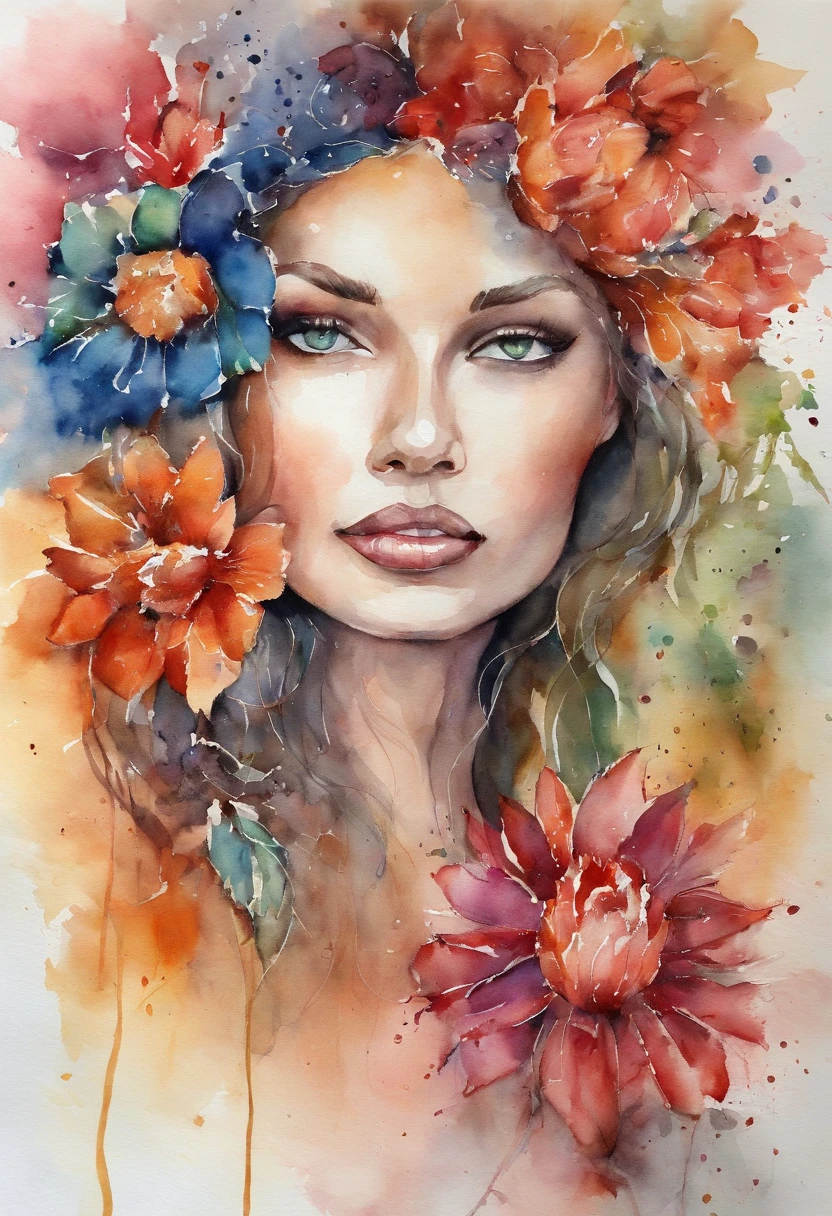 A painting of a woman with flowers in her hair - SeaArt AI