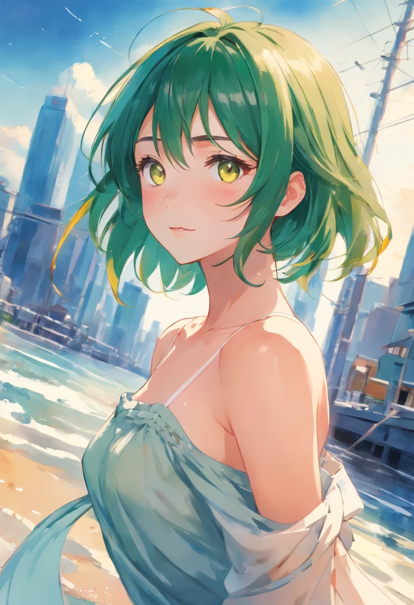 (The photo was taken in clear background:2). A girl on focus, drawn with very thick lines. (The girl's smiling:2), (facing the camera:1.9), She's facing the camera. (dynamic pose:2), she looks very sexy. Only focused on her face.
(She's wearing a cute shirt:1.9), with her side profile very visible, the photo only focused on her face. (She has panties on:1.7), revealing her curves.
She has very wide hips, she's in great shape, undeniable beauty. (She has pornographic exposure:2). (She has huge breasts:2).
With her face drawn very sharply, with every element on the right place. (She has fine eyebrows:1.2). (She has perky lips:1.3). (She's smiling:1.5).
Her outfit very tight, and she has a huge breasts, massive breasts, detailed, and insanely big.
(She has ginger hair:1.7), (She has straight hair:2), or ginger hair.
Her hands are perfect. The shadows in the photo are soft. The girl's illuminated perfectly. The rest of the photo has a very detailed background. This creates a sense of pleasure and intrigue. The colors are all vibrant and satisfying to look at. Very realistic face, and she's very detailed as well. She's appealing to look at. The general mood of the photo, nice and alluring. The girl, the center of attention of the photo, And its beauty undeniable. The beautiful setting and dramatic colors create a sense of hypnosis and excitement. This photograph shows a perfect example of professional cinematic photography. It's well lit, well-proportioned, and the theme seems to be absolutely amazing. It's sure to attract the attention of anyone. You could put a ornaments in her hair.