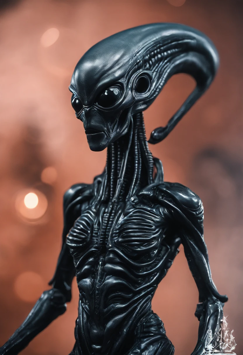 Two black alien statues standing next to each other on a dark background, Ultra Detailed Aliens, Alien Hybrid, Alien Form, Alien Design, Alien Art, Black Gloss Xenomorph, Realistic Aliens, Gray aliens, Features of exotic aliens, Art Alien, Alien features, Alien Gray, Alien Armor, prometheus alien engineering, Gray aliens, Reptilian aliens
