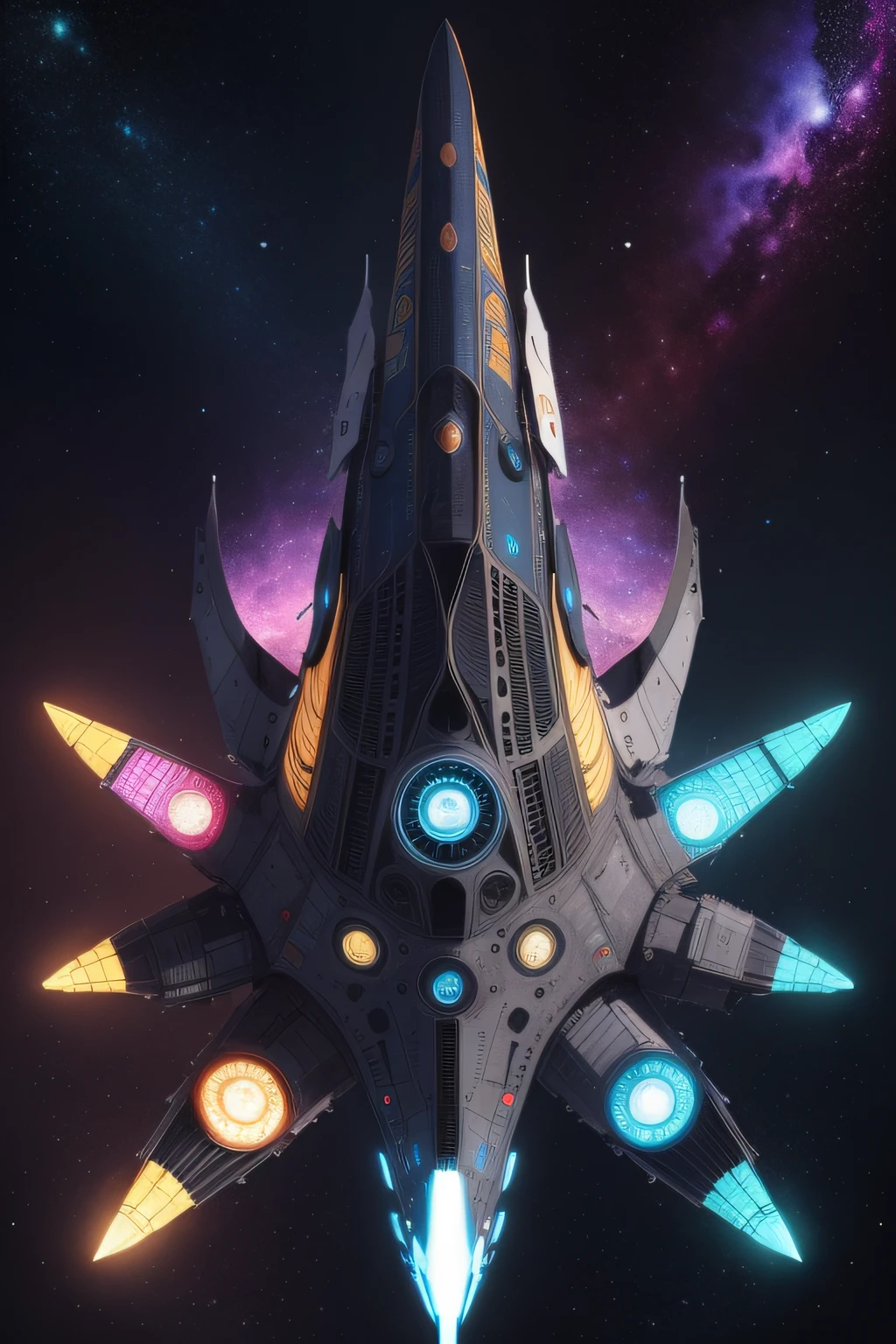 nave espacial alienigena colorida psicodelica fractal