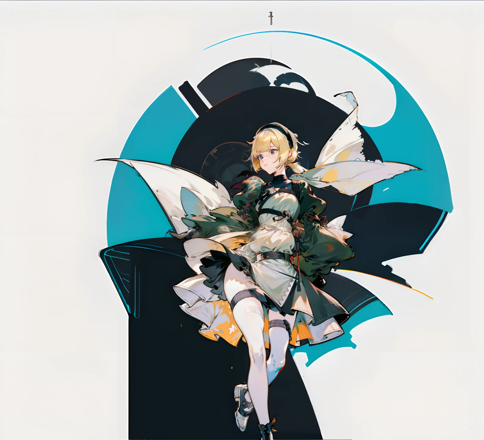 Anime - Stylistic image of a woman in a white dress, Neil 2 B, ( ( concept art of character ) ), 2b, 2 b, 2b NIER automata, Wearing a gauze skirt, nier autoamata, Tie a low ponytail, official character art, clear outfit design,  wearing white clothes，glomy，The human body is right