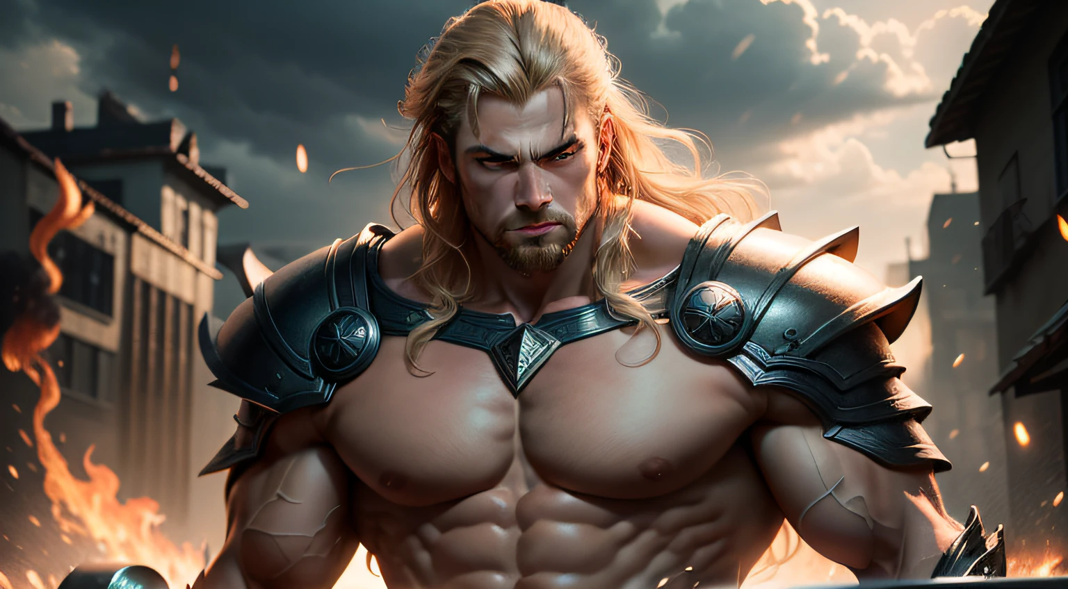 (best quality, masterpiece:1.2), man, Zeus, sexy, handsome, hairy body, big pecs, muscular body, perfect facial features, intense gaze, stunning physique, Greek god, chiseled jawline, piercing eyes, defined six-pack abs, powerful presence, rugged yet refined, confident expression, strong arms, broad shoulders, tempting allure, wild and untamed hair, masculine aura, mythical aura, dramatic lighting, majestic background, divine power, commanding posture, godlike proportions, hairy, daddy, white hair.