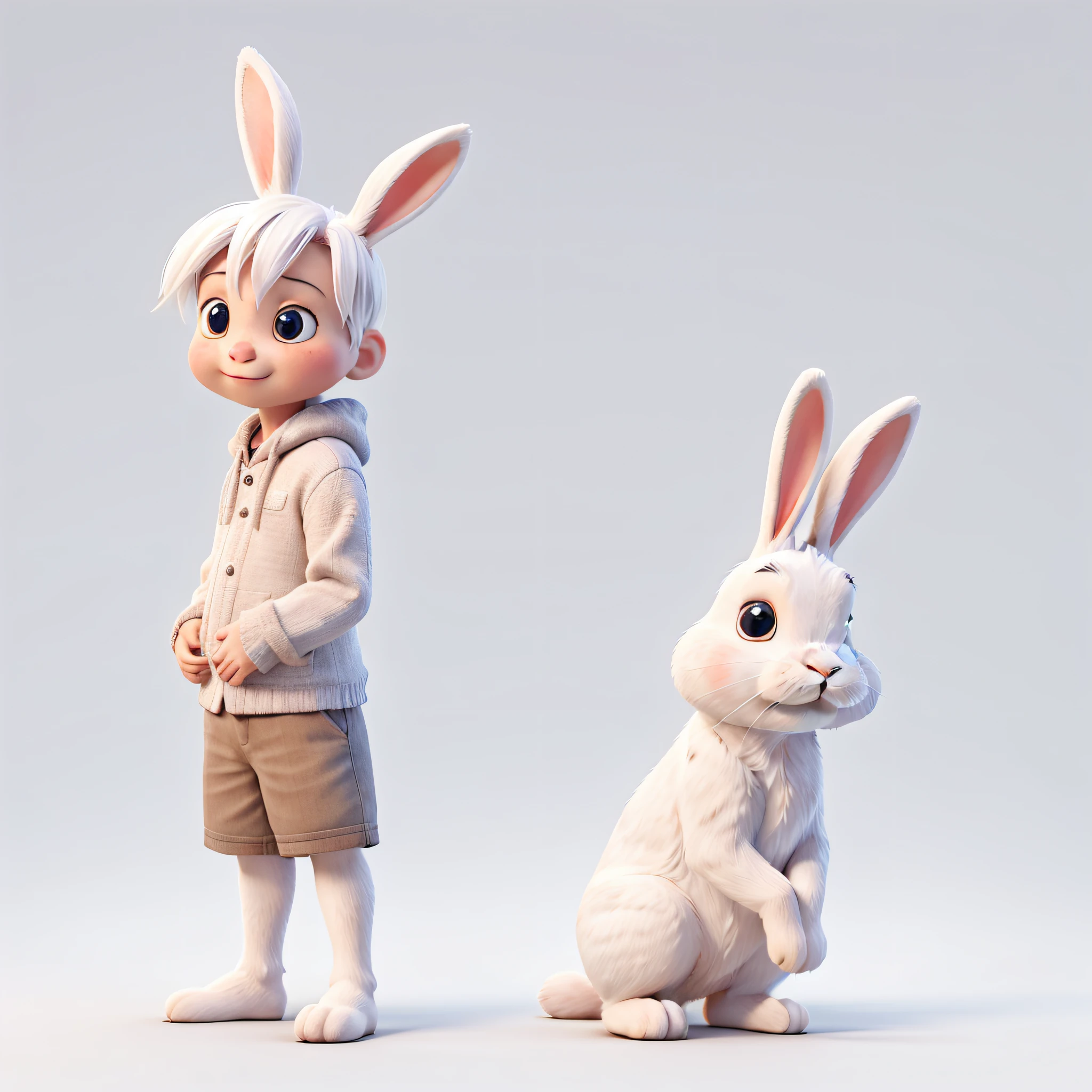 Rabbit child with white background