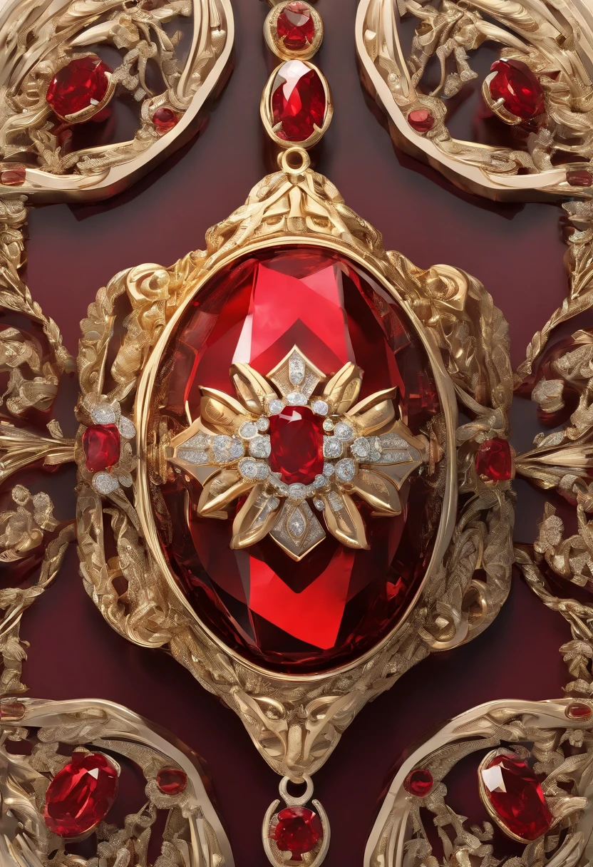 ((Best quality)), ((masterpiece)), (detailed:1.4), a gorgeous red ruby stone with golden letters RS engraved