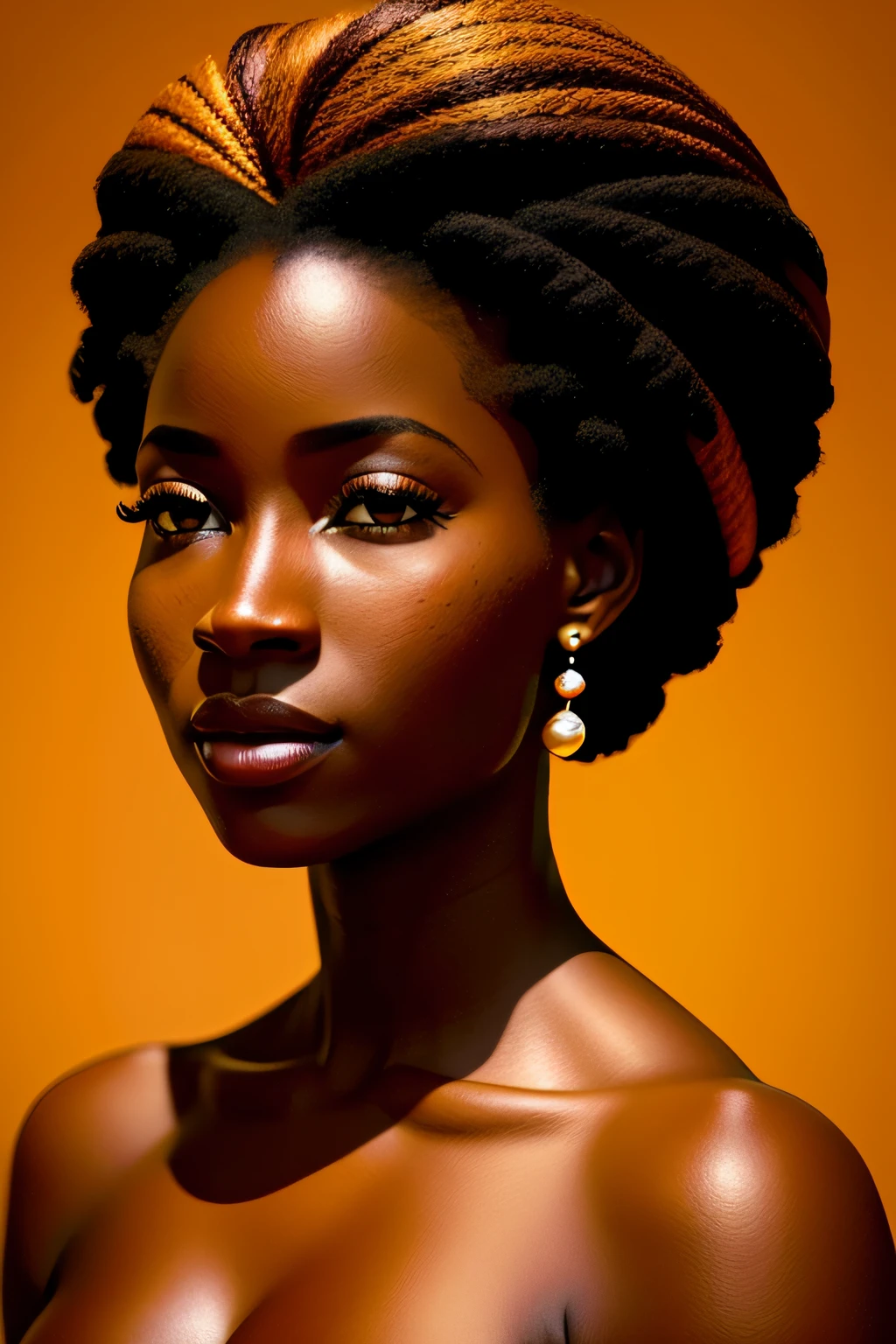 retrato realista uma mulher africana africana pele marrom escura queimada do sol, cabelos longos:2 cacheados, Princess Clothes Rococo Style Pixar Long Dress, rosto de modelo, ((corpo inteiro)) imagem intrigante, imagem limpa, ao fundo um jardim, cores vividas, Cinematic shadows, com flores no cabelo, andando numa rua:2