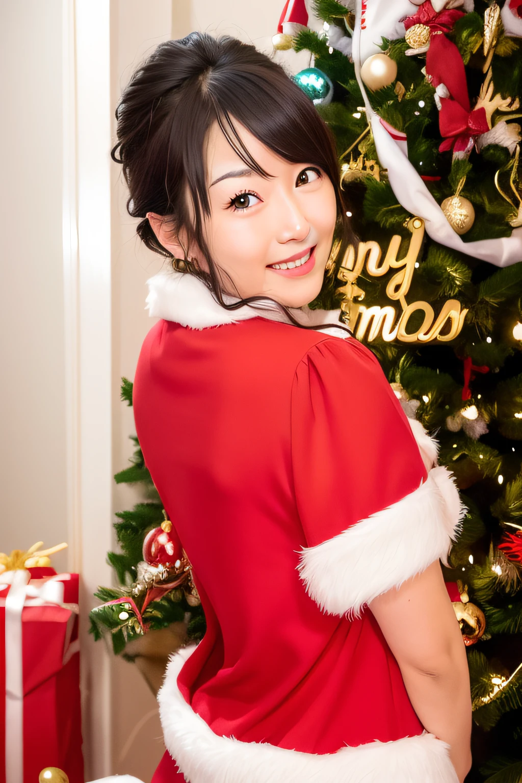 araffe dressed in a santa outfit posing for a picture, aoshima chiho, chiho, kimi takemura, deayami kojima, chiho ashima, narumi kakinouchi, sakimi chan, mayuri shiina, 奈良美智, happy!!!, ayami kojima amano, by Miyamoto