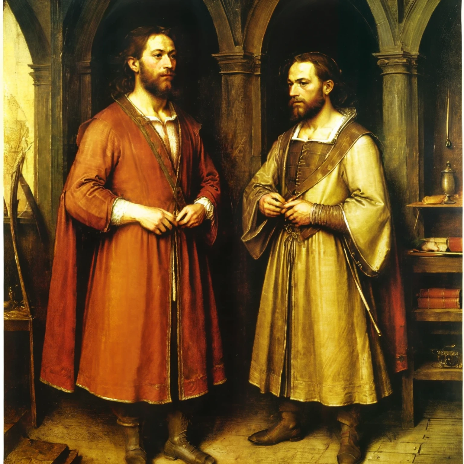 Homem com armadura preta, barba longa, Era Medieval, Albrecht Dürer art style