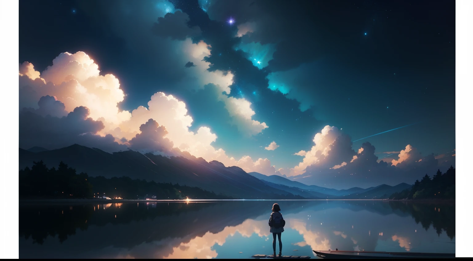 Anime scenery of shining stars in the sky of water body in daytime, cosmic sky. by makoto shinkai, makoto shinkai cyril rolando, By Shinkai Makoto. - H 2160, ( ( By Shinkai Makoto ) ), style of makoto shinkai, By Shinkai Makoto!, by makoto shinkai, by makoto shinkai　iPhone Wallpapers