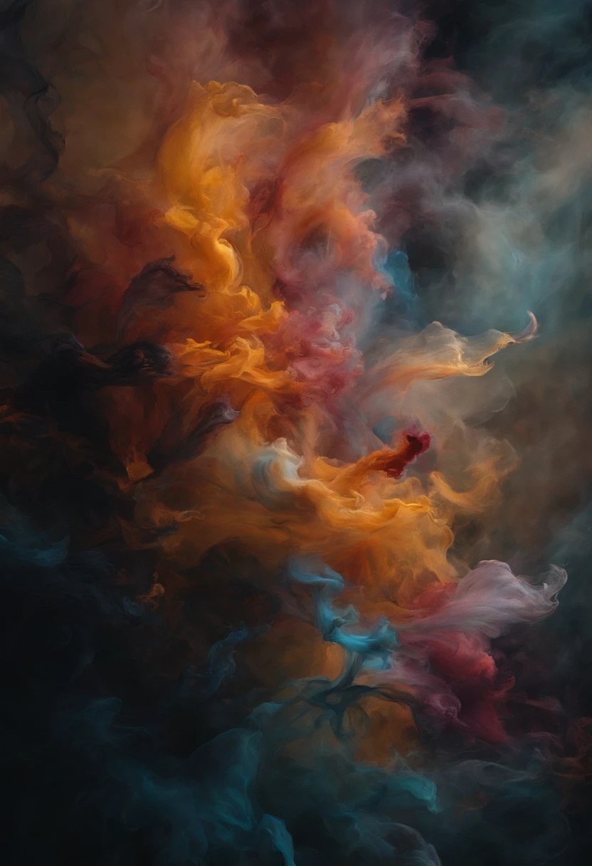 (best quality,4k,highres,masterpiece:1.2),ultra-detailed,realistic:1.37,colorful,smoke explosion,abstract art,blurred background,vibrant colors,fluid movement,sharp focus,photorealistic lighting,ethereal atmosphere,striking contrast,bokeh,explosive energy,whirling motion,color palette,creative chaos,dreamlike ambiance,wisps of smoke,mesmerizing patterns,waves of color,dynamic composition,intricate details,fluid brushstrokes,translucent layers,emotive expression,abstract expressionism,spontaneous inspiration,impressionistic interpretation,sensory experience,visual harmony,immersive art,wonder and awe,pure visual pleasure.