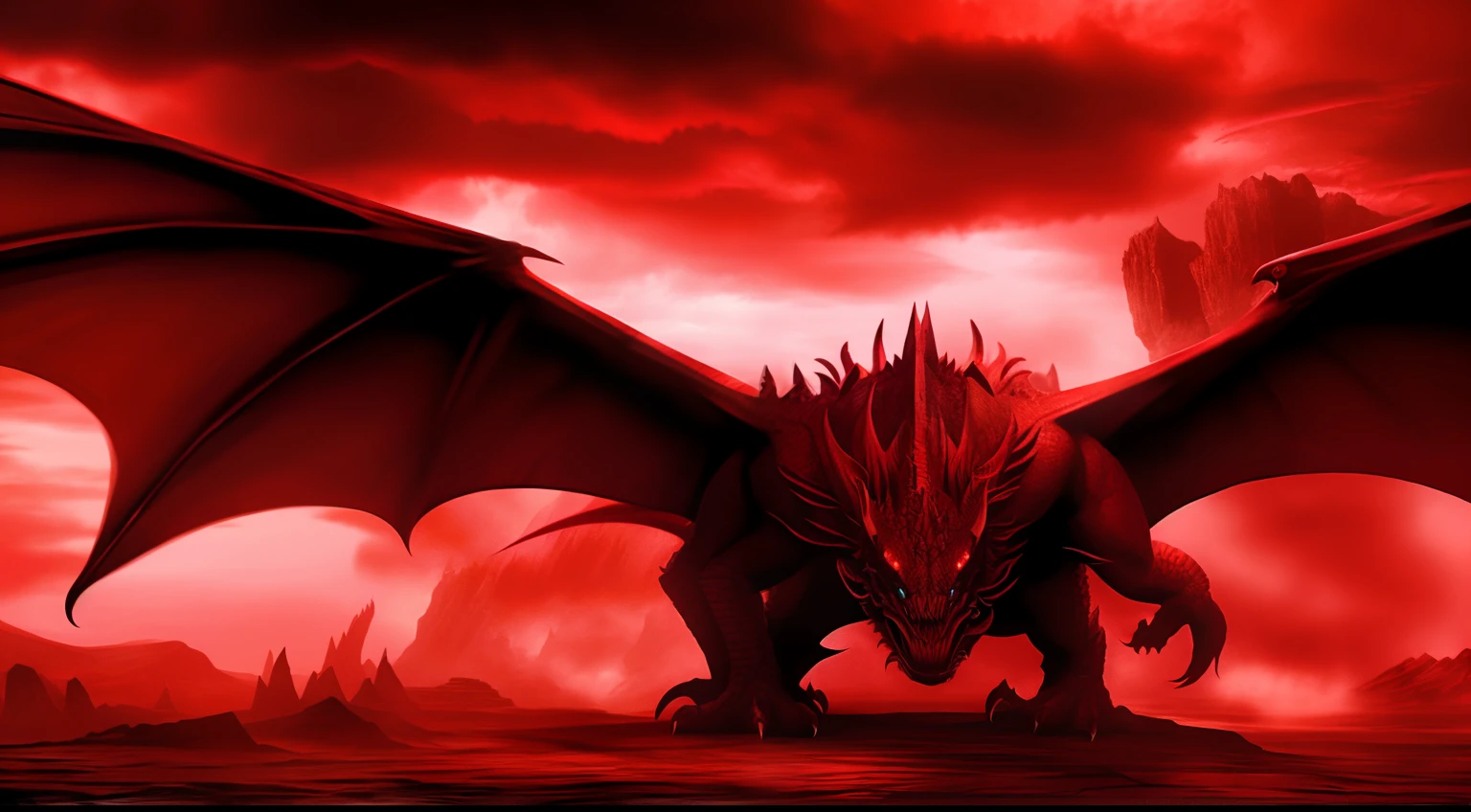 Arafed red dragon with huge wings and huge wings in a red sky, the devil in hell as a dragon, red dragon, a red dragon, big red dragon flying above them, Drogon, epic dragon, colossal dragon as background, Mundo de Fogo e Sangue, fundo do inferno, dragon in the background, A majestic gothic dragon, draconiano, Draconianos