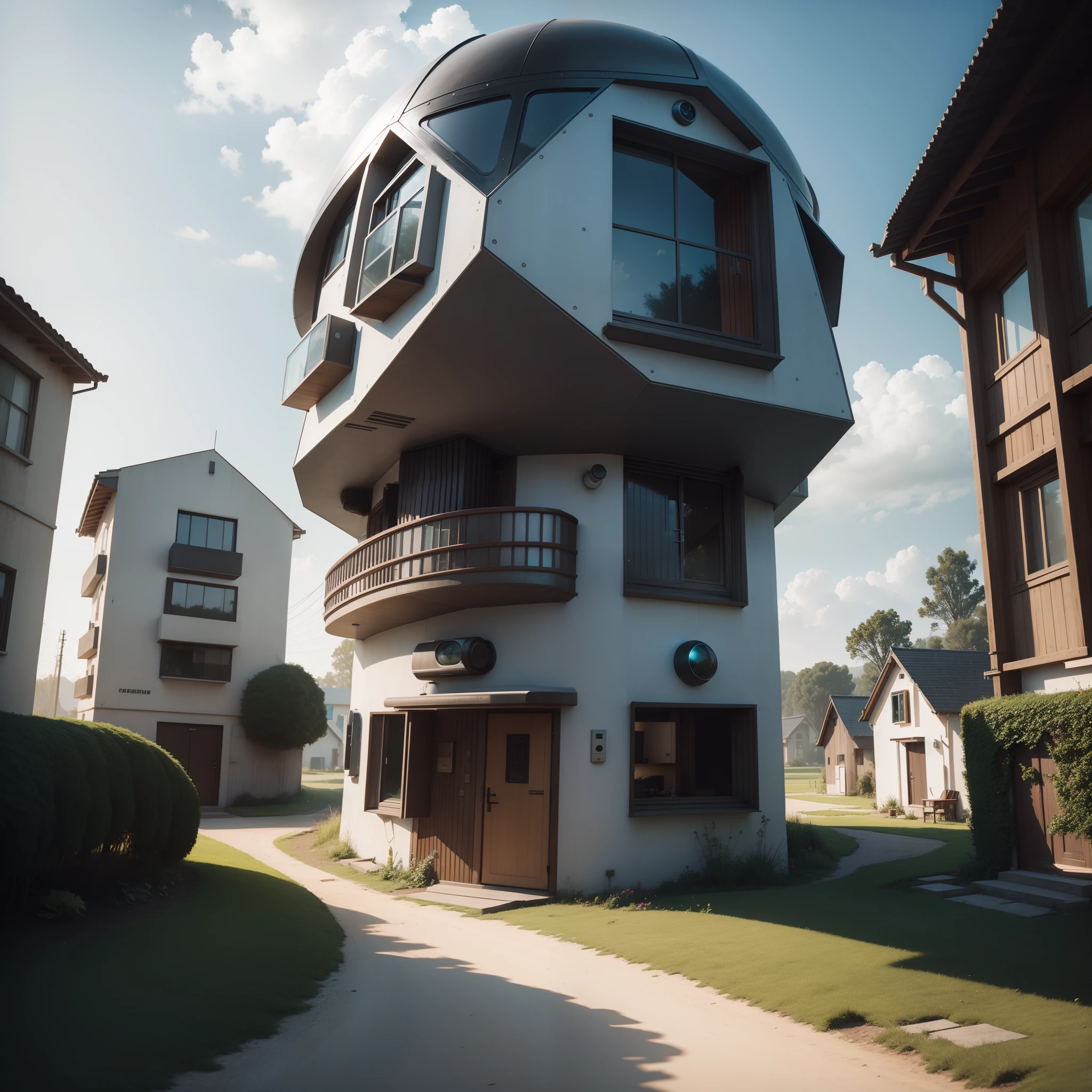 A futuristic house in the village