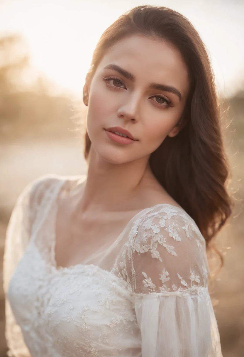 Menina bonita com blusa transparente branca no dia chuvoso, formas proporcionais, imagem semelhante a foto, imagem de corpo inteiro