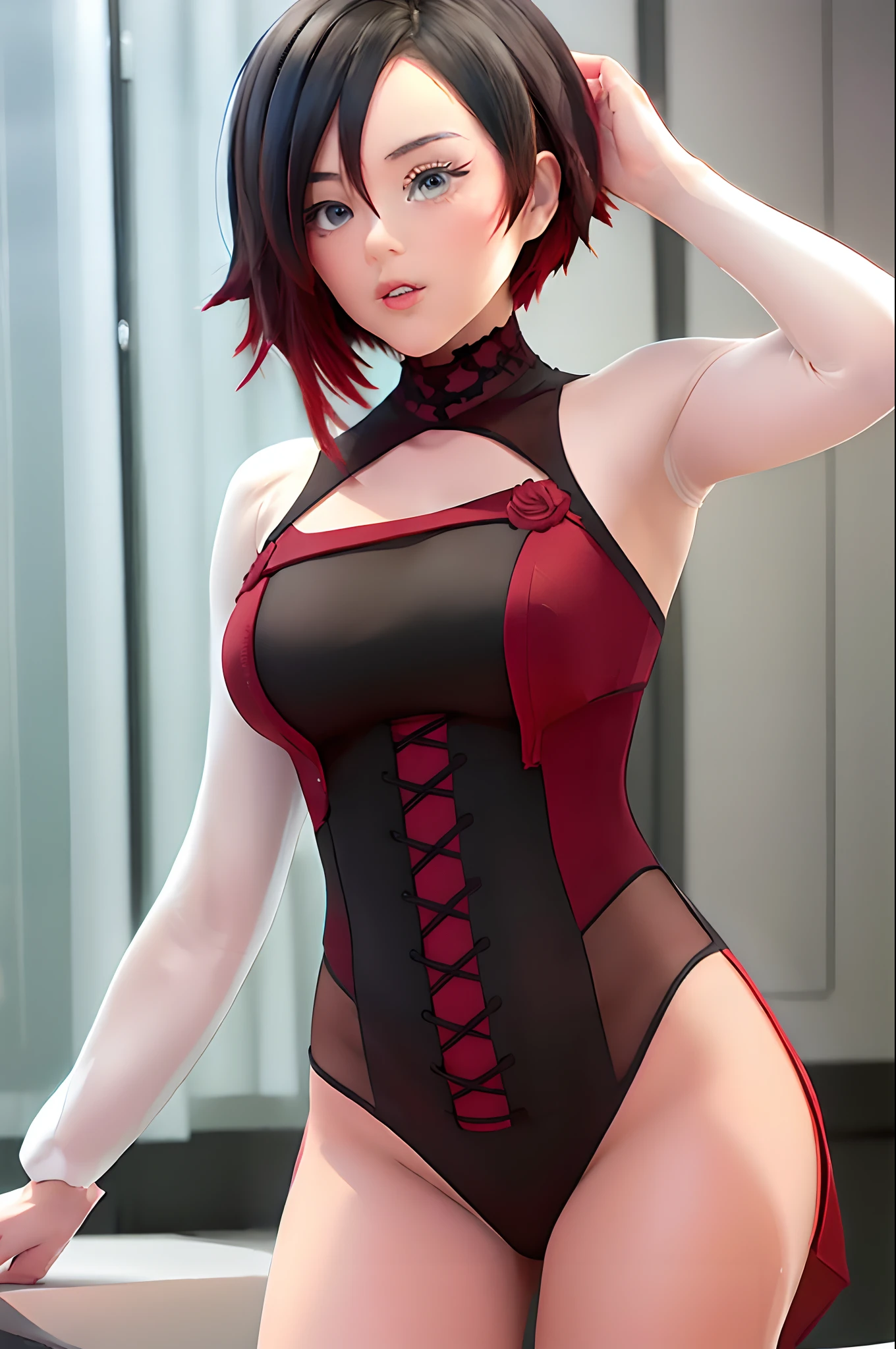 (masterpiece, best quality:1.2), , solo, 1girl, Ruby rose, ,slightly curvy body